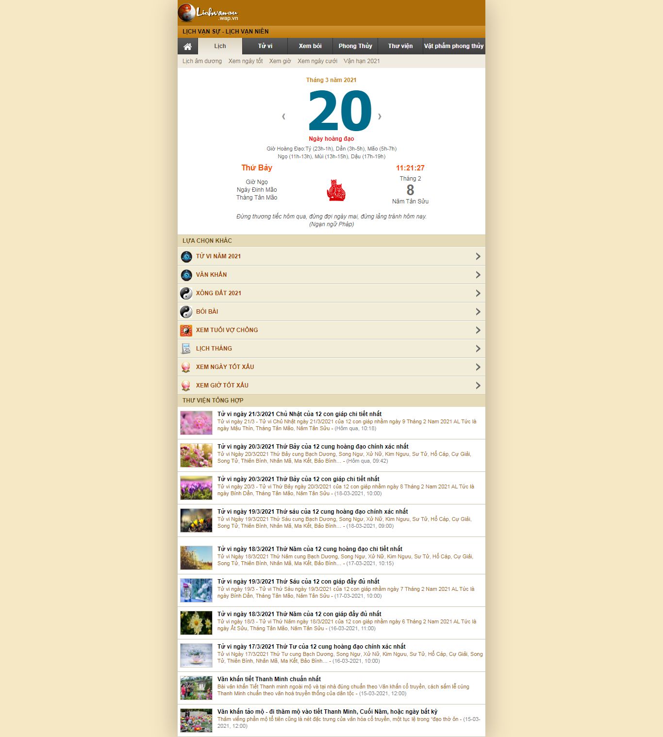 Thiết kế Website web Xem bói - lichvansuwapvn
