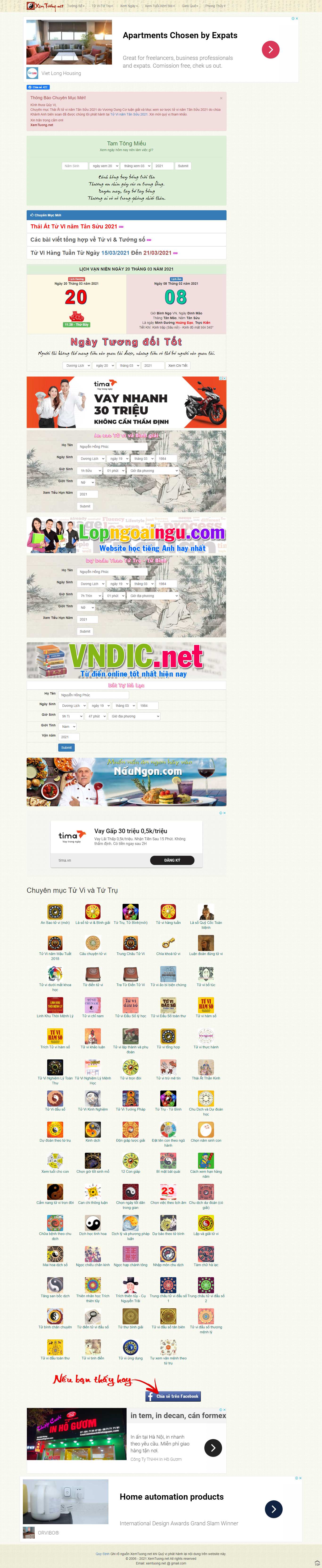 Thiết kế Website web Xem bói - phongthuyxemtuongnet