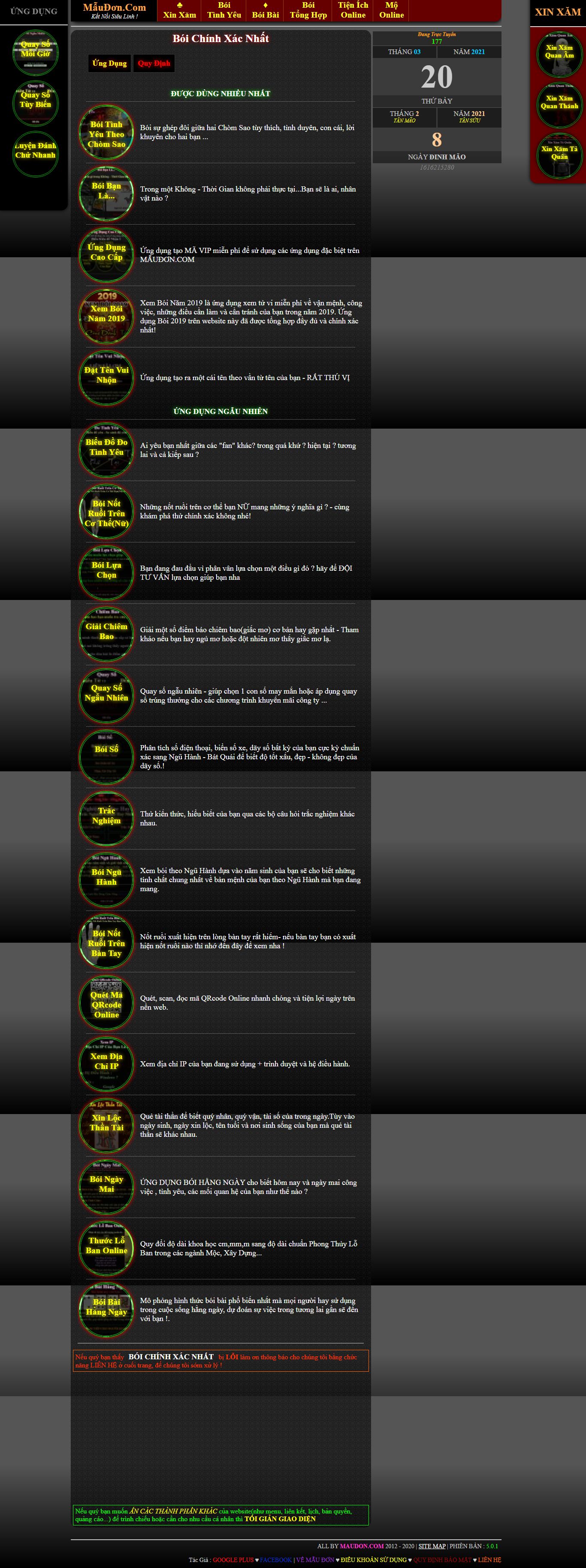Thiết kế Website web Xem bói - maudoncom