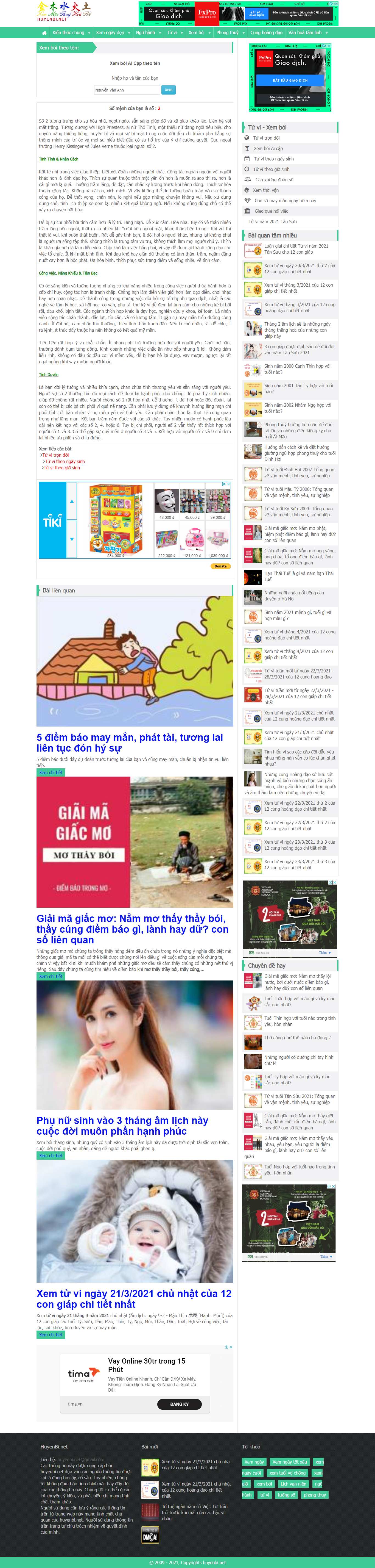 Thiết kế Website web Xem bói - huyenbinet