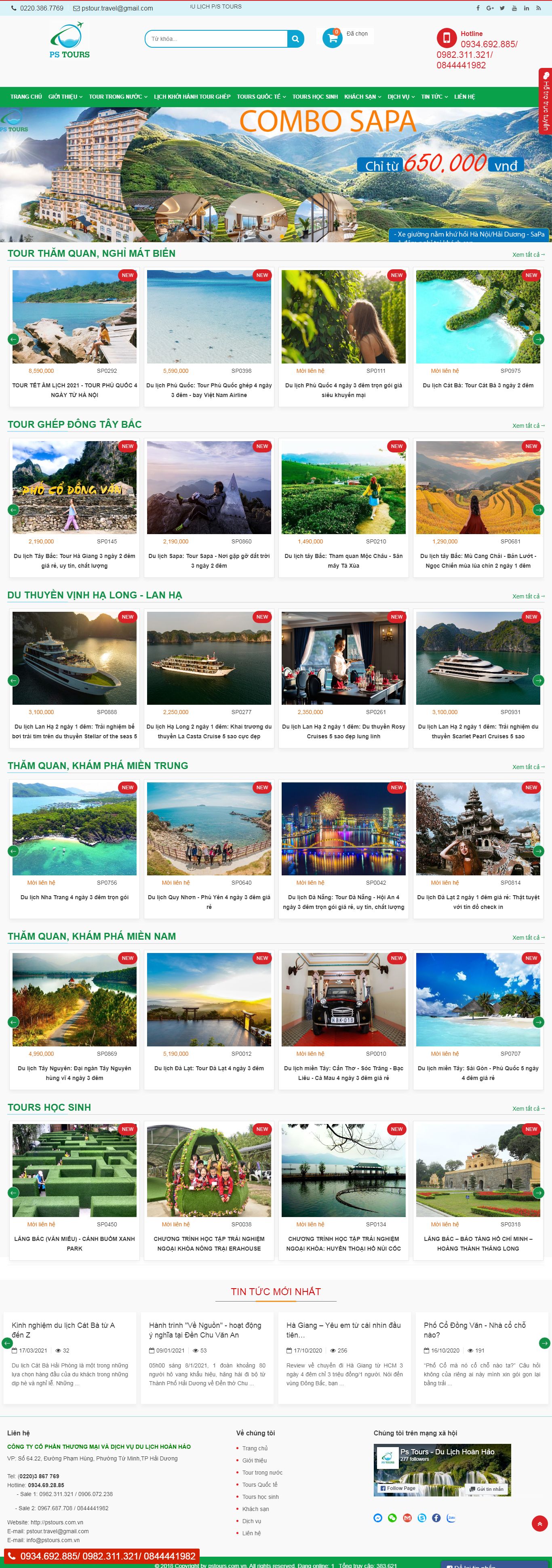 Thiết kế Website web 1000k - pstourscomvn