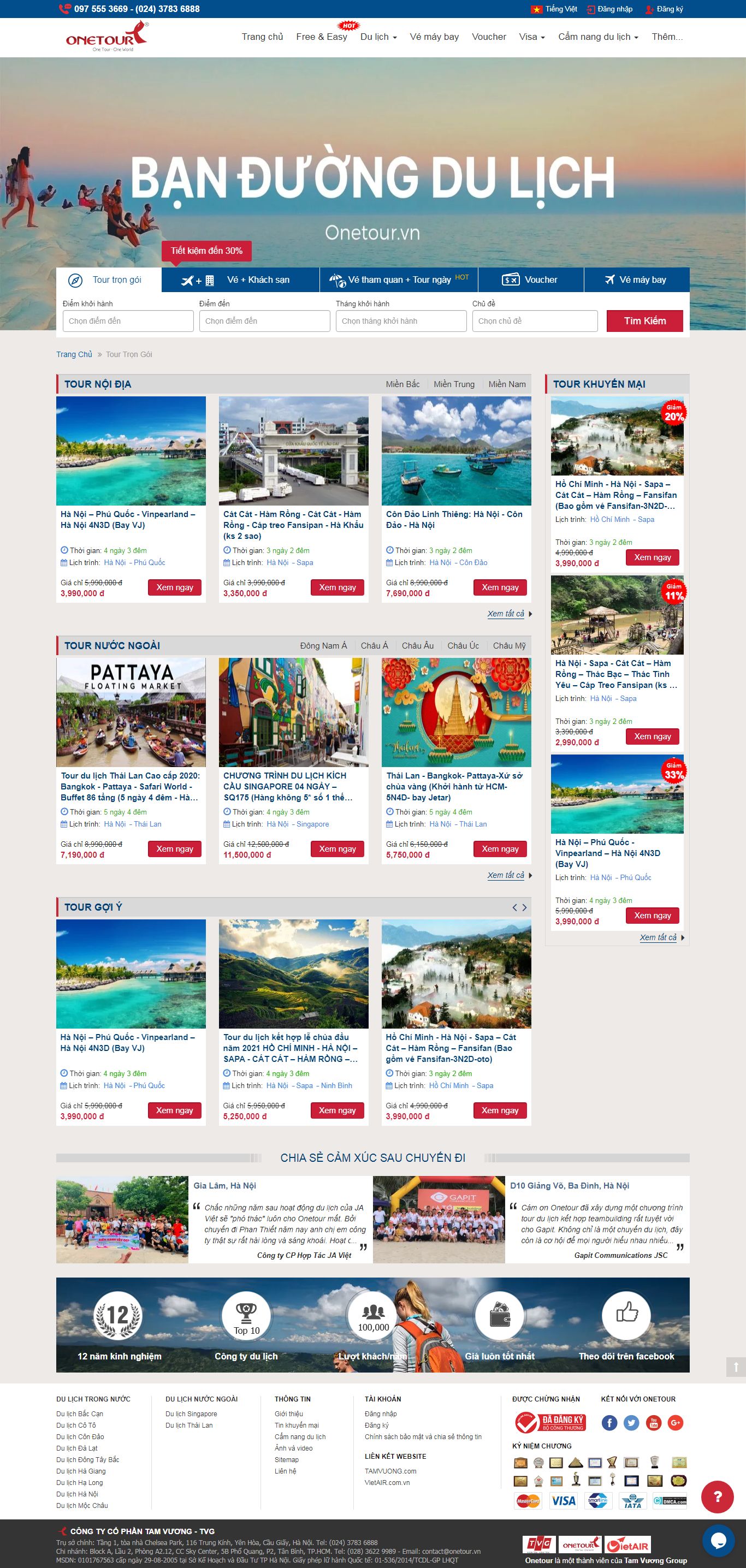 Thiết kế Website web 1000k - onetourvn