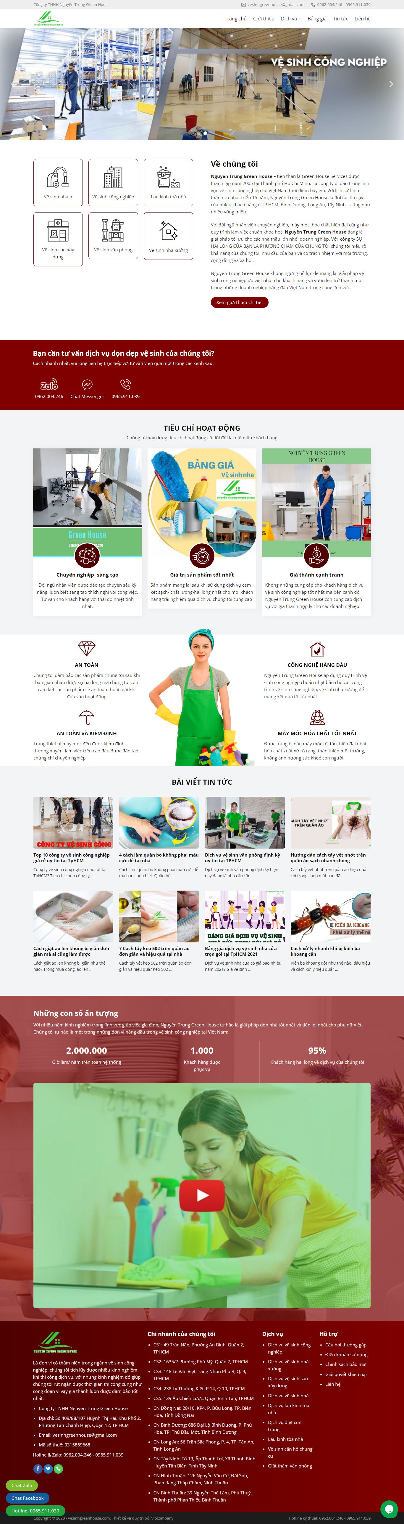 Thiết kế Website web trọn gói giá rẻ - vesinhgreenhousecom