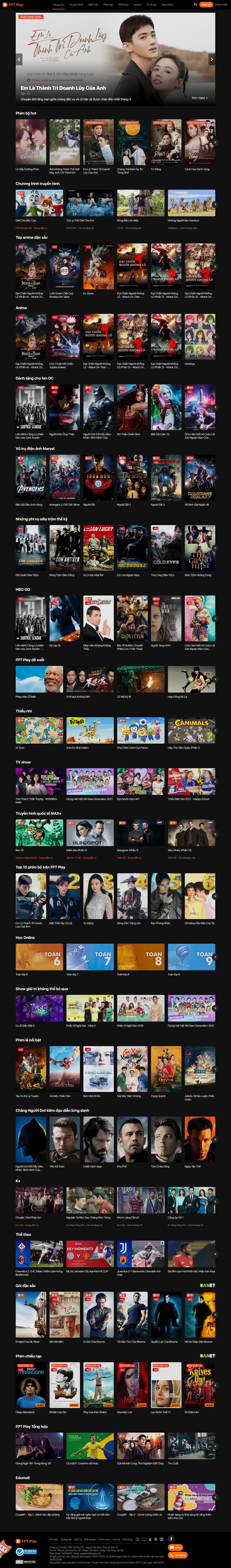 Thiết kế Website web Phim mới - fptplayvn