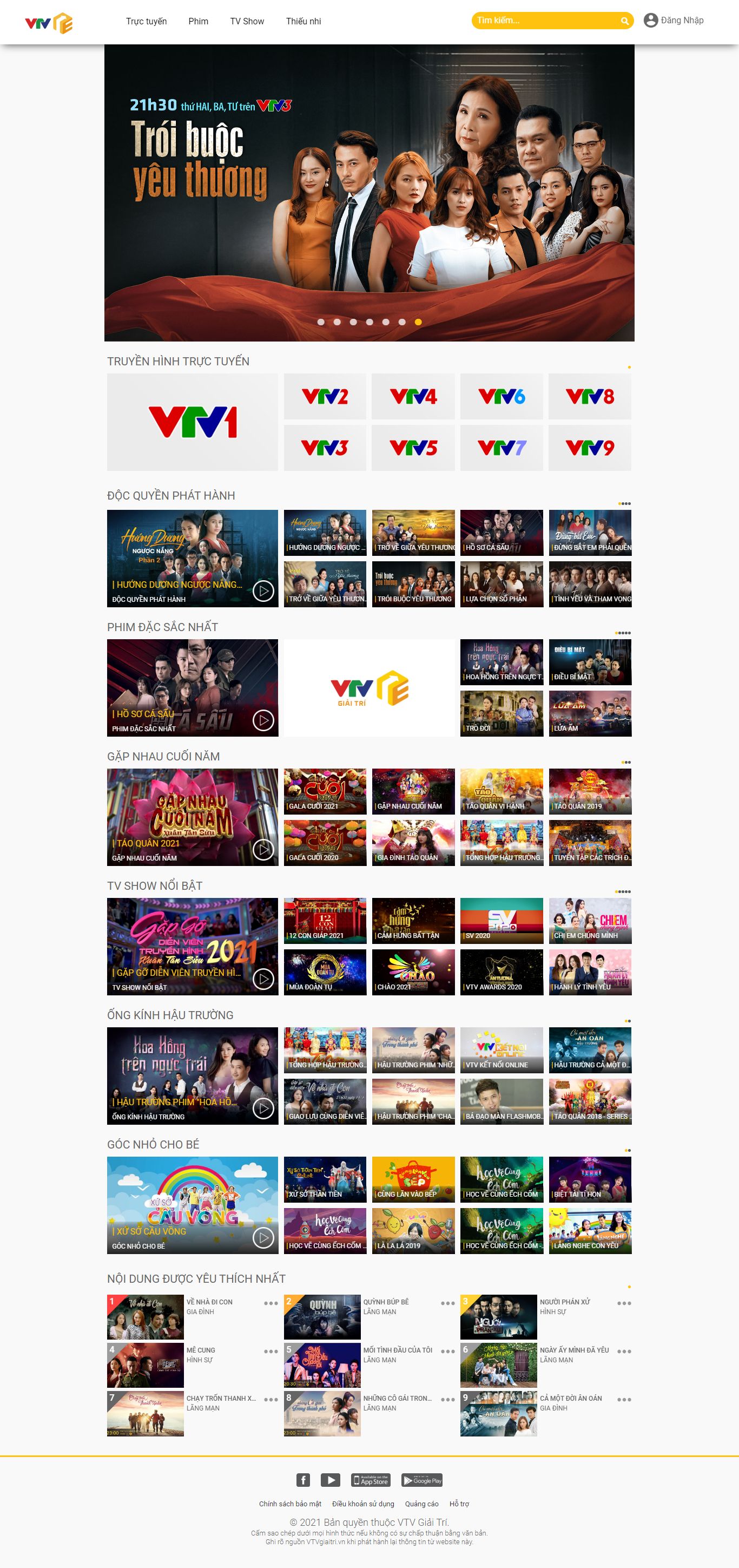 Thiết kế Website web Phim mới - wwwvtvgiaitrivn