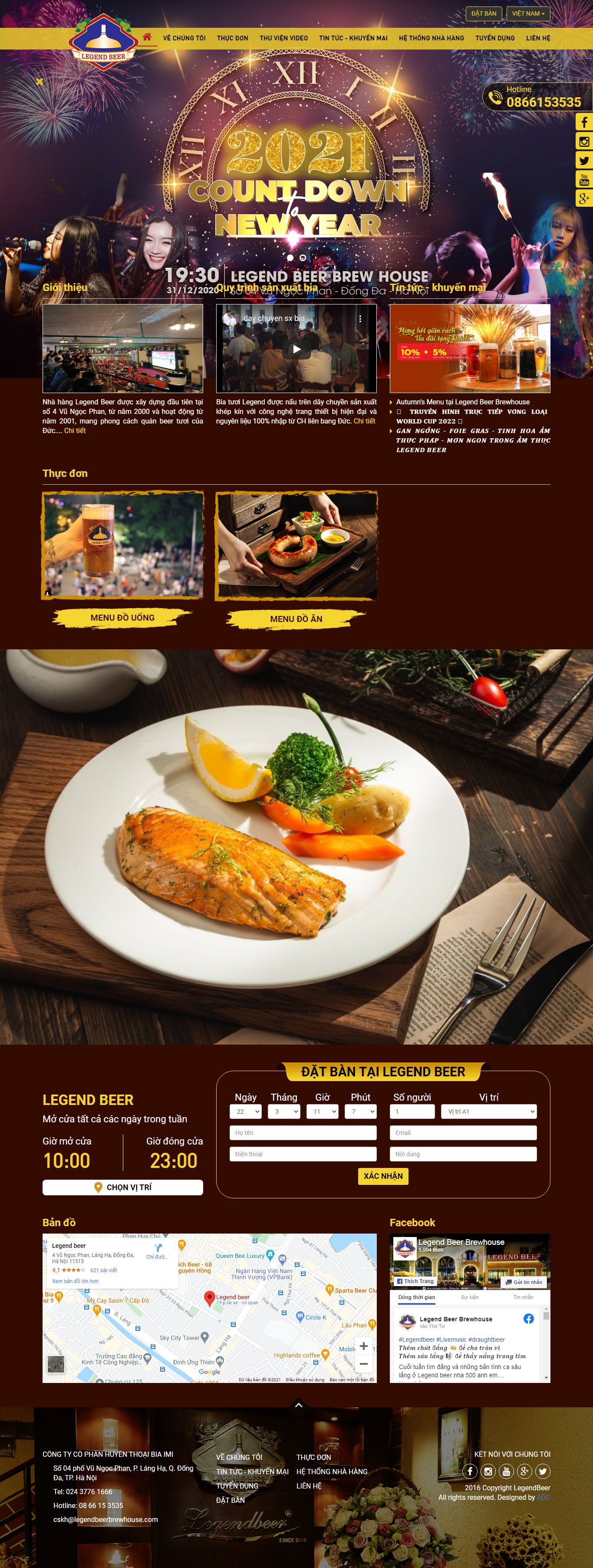 Thiết kế Website web Nhà hàng tiệc cưới - legendbeerbrewhousecom