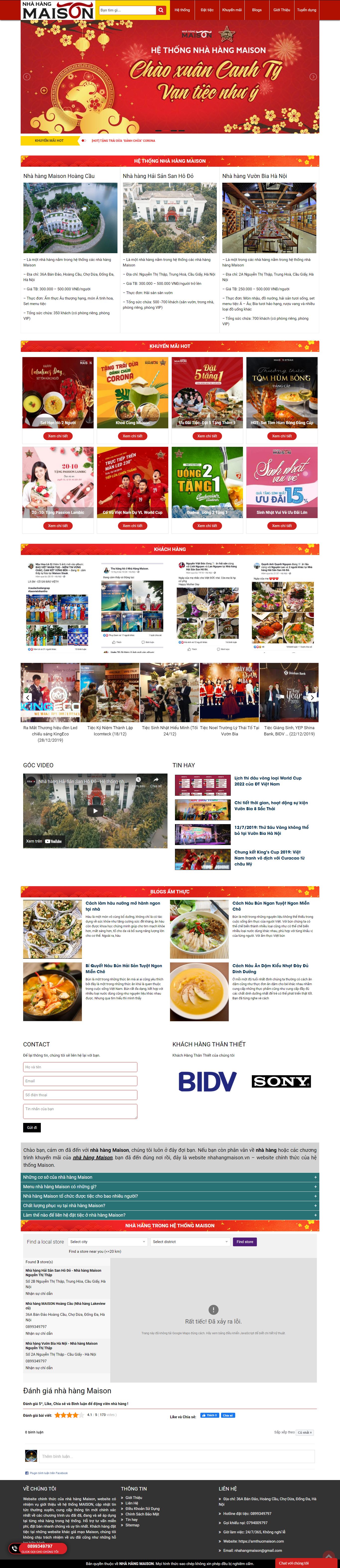 Thiết kế Website web Nhà hàng tiệc cưới - amthucmaisoncom