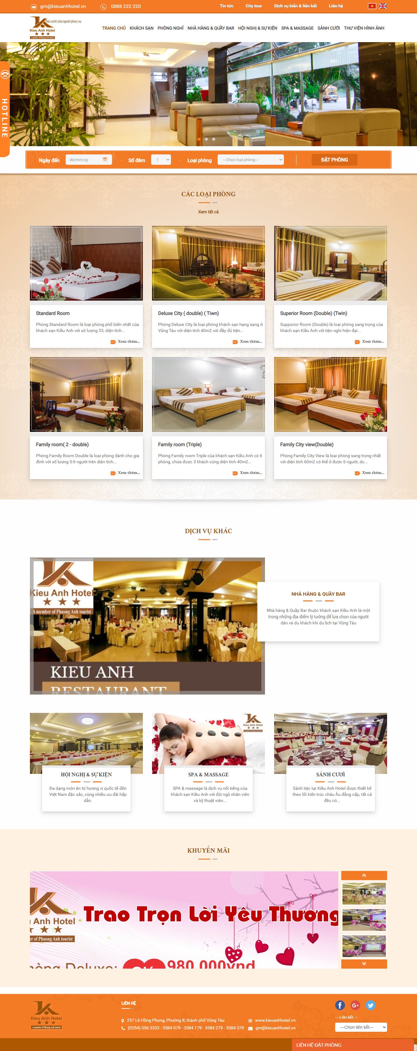 Thiết kế Website web Nhà hàng tiệc cưới - kieuanhhotelvn