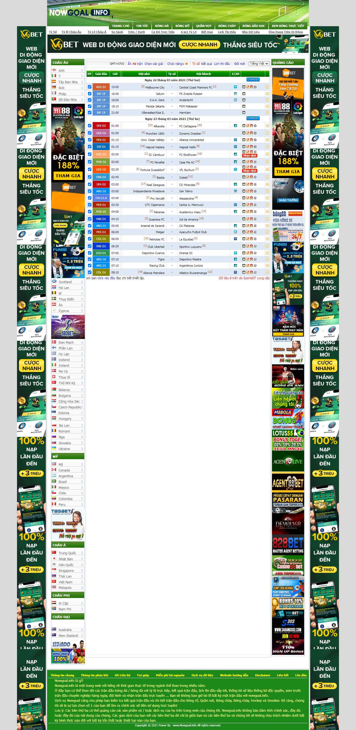 Thiết kế Website web bóng đá trực tuyến - wwwnowgoalinfo