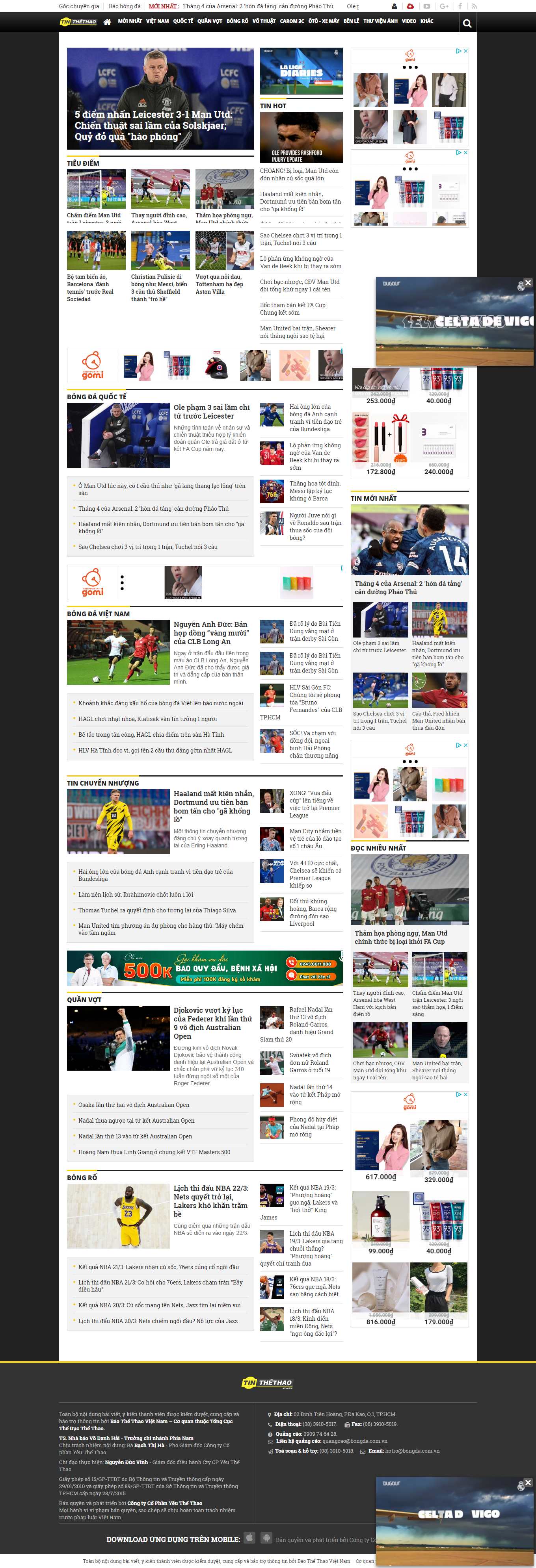 Thiết kế Website web bóng đá trực tuyến - wwwtinthethaocomvn