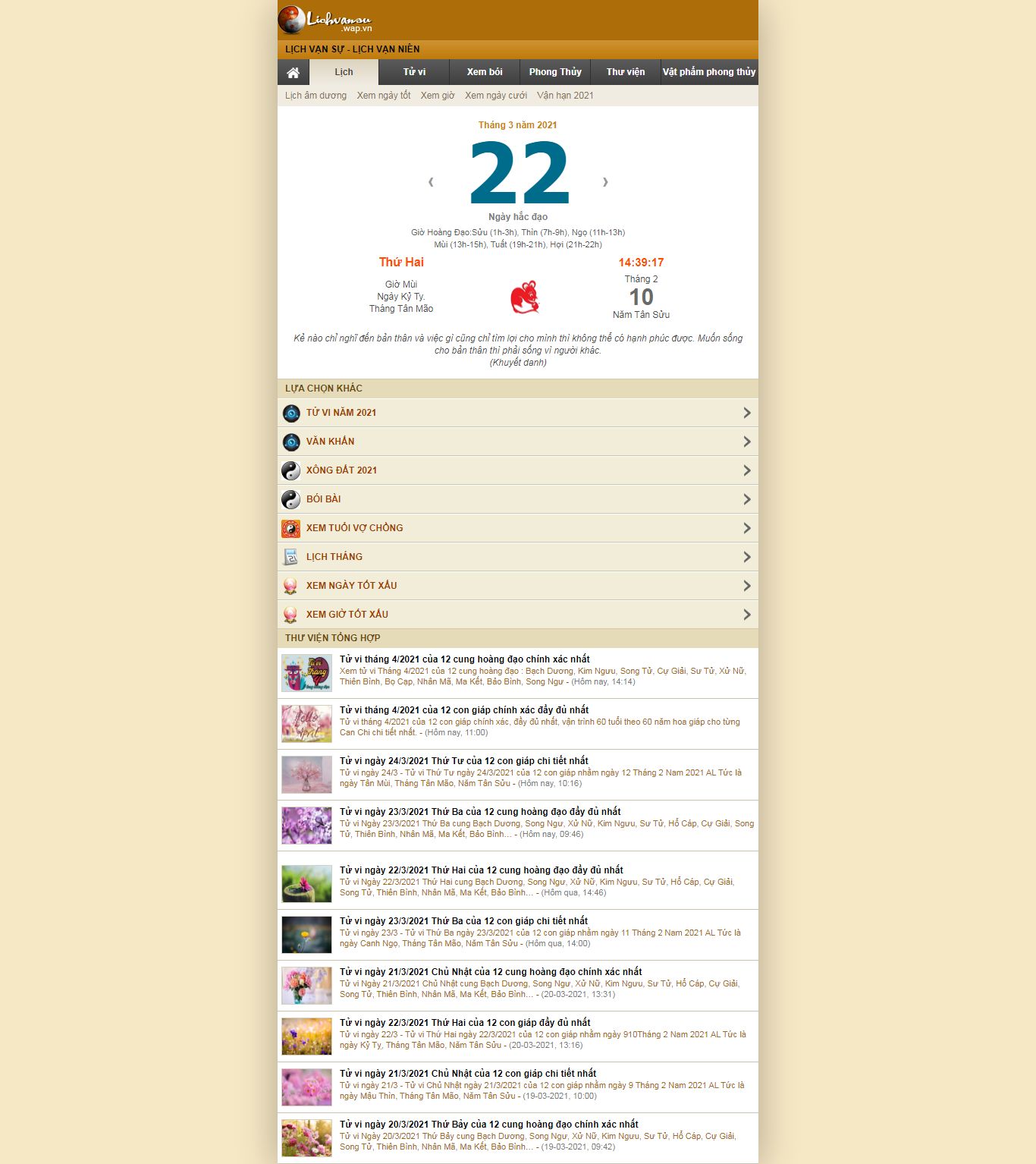 Thiết kế Website web Lịch ngày tốt - lichvansuwapvn