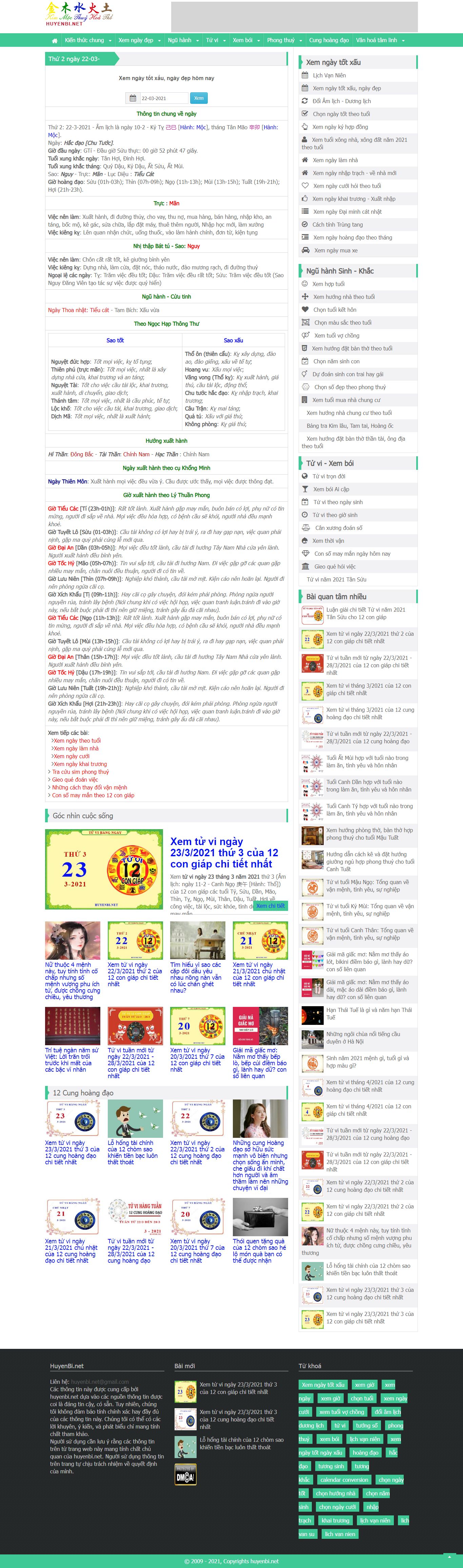 Thiết kế Website web Lịch ngày tốt - huyenbinet