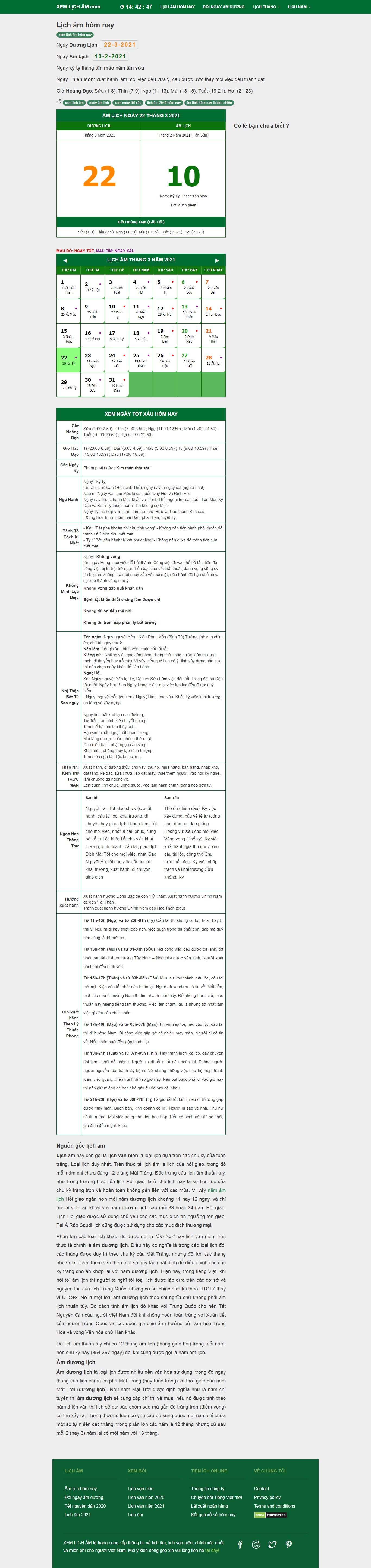 Thiết kế Website web Lịch ngày tốt - wwwxemlichamcom