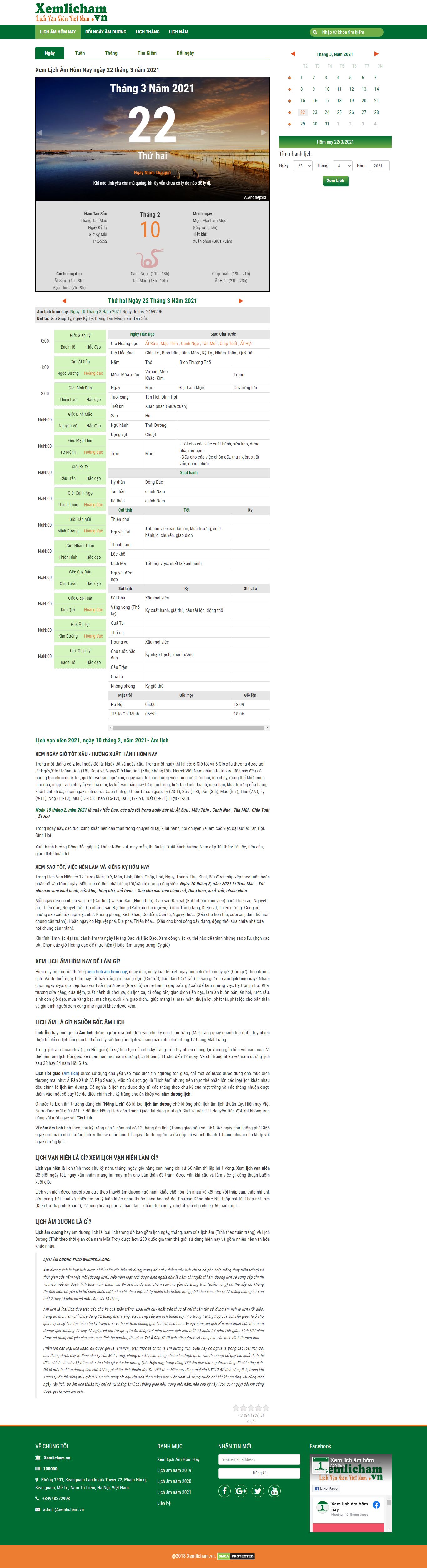 Thiết kế Website web Lịch ngày tốt - xemlichamvn