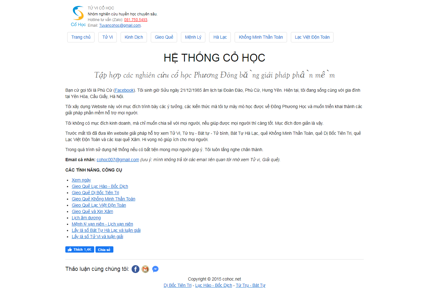 Thiết kế Website web Lịch ngày tốt - cohocnet