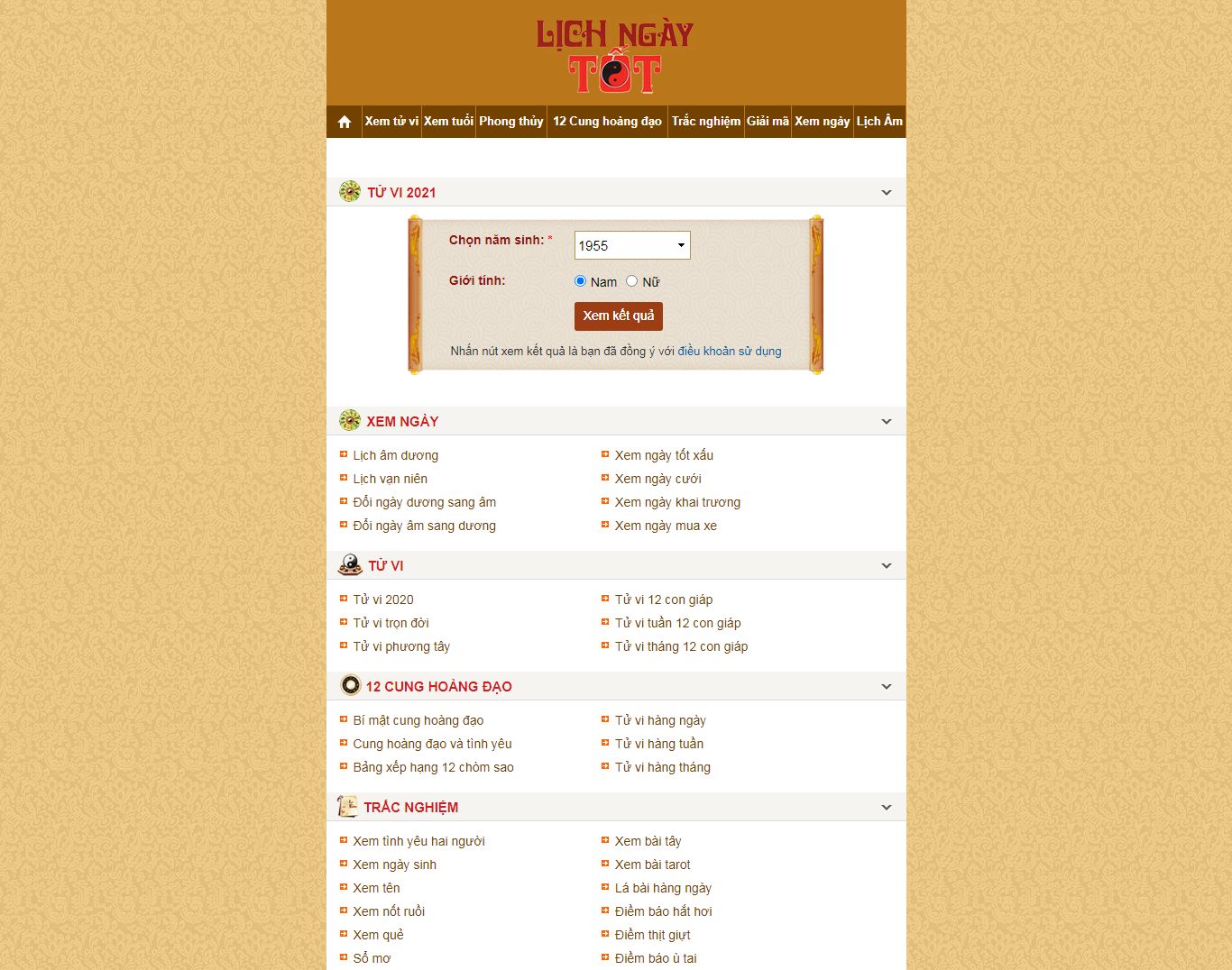Thiết kế Website web Lịch ngày tốt - lichngaytotnet