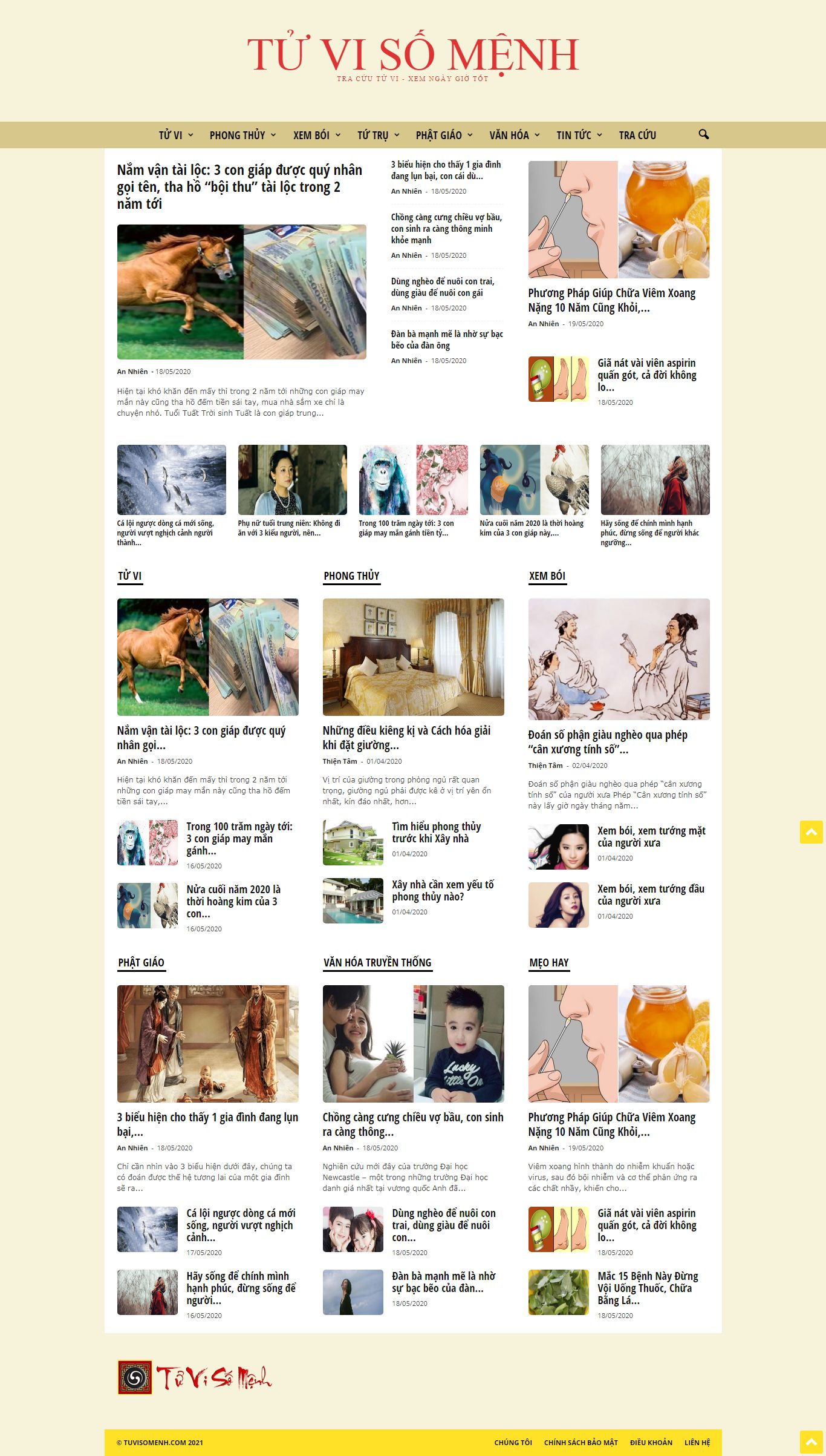 Thiết kế Website web Lịch ngày tốt - tuvisomenhcom