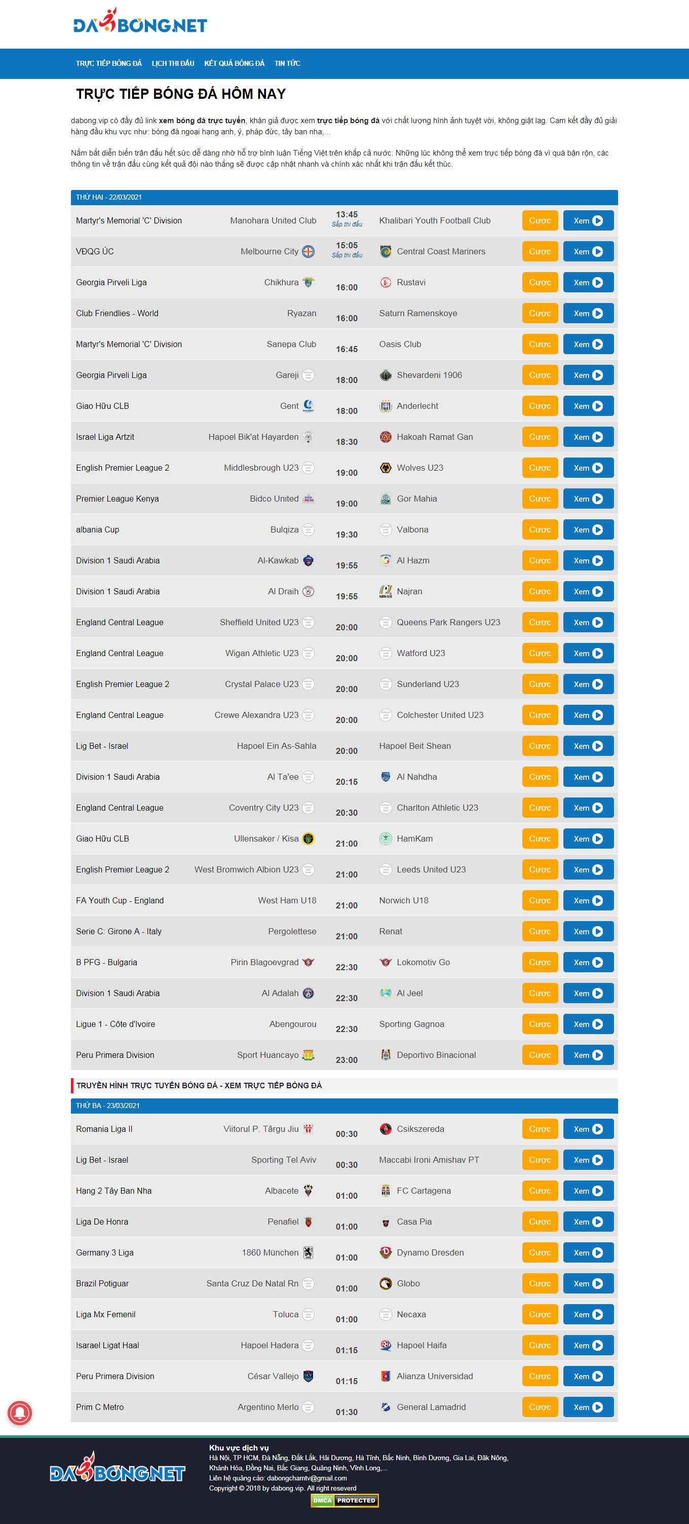 Thiết kế Website web bóng đá trực tuyến - dabongvip