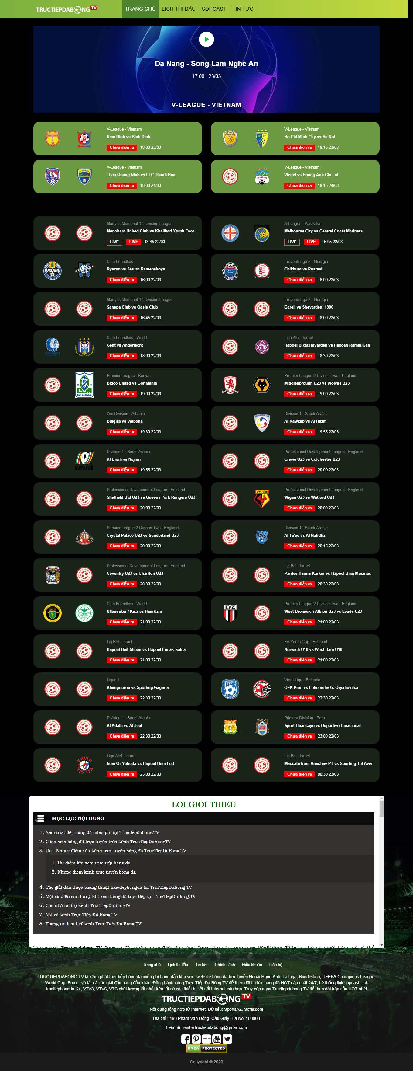 Thiết kế Website web bóng đá trực tuyến - tructiepdabongtv