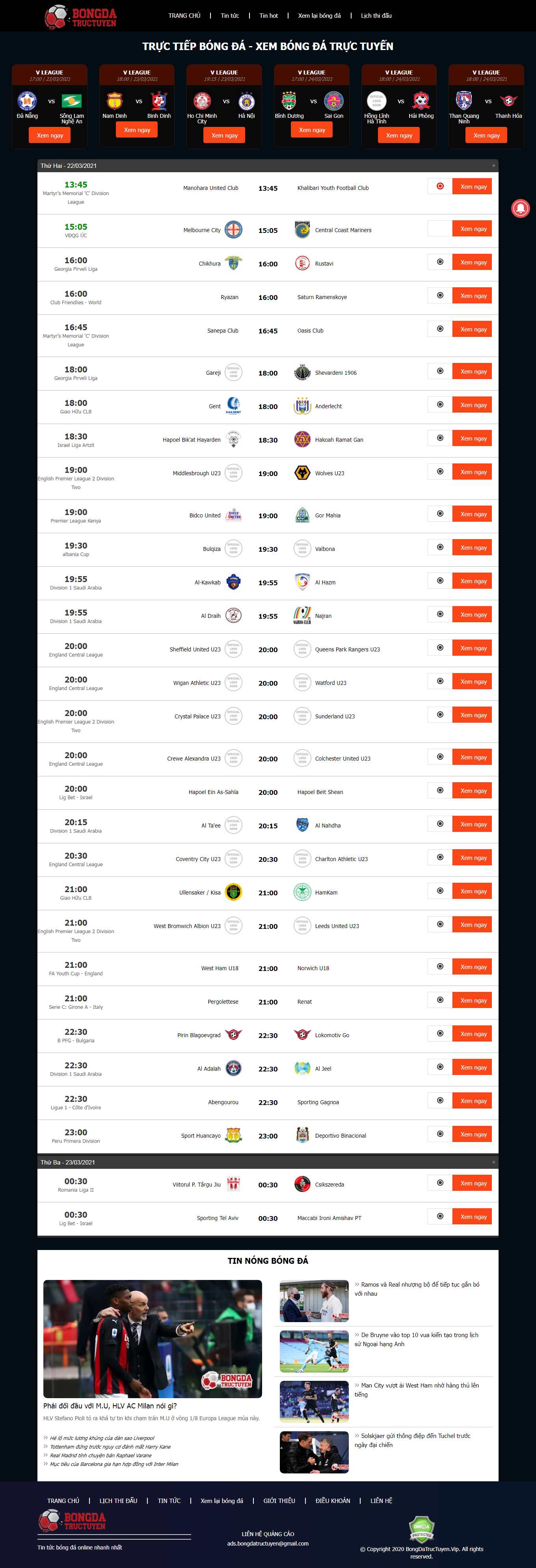 Thiết kế Website web bóng đá trực tuyến - bongdatructuyenvip