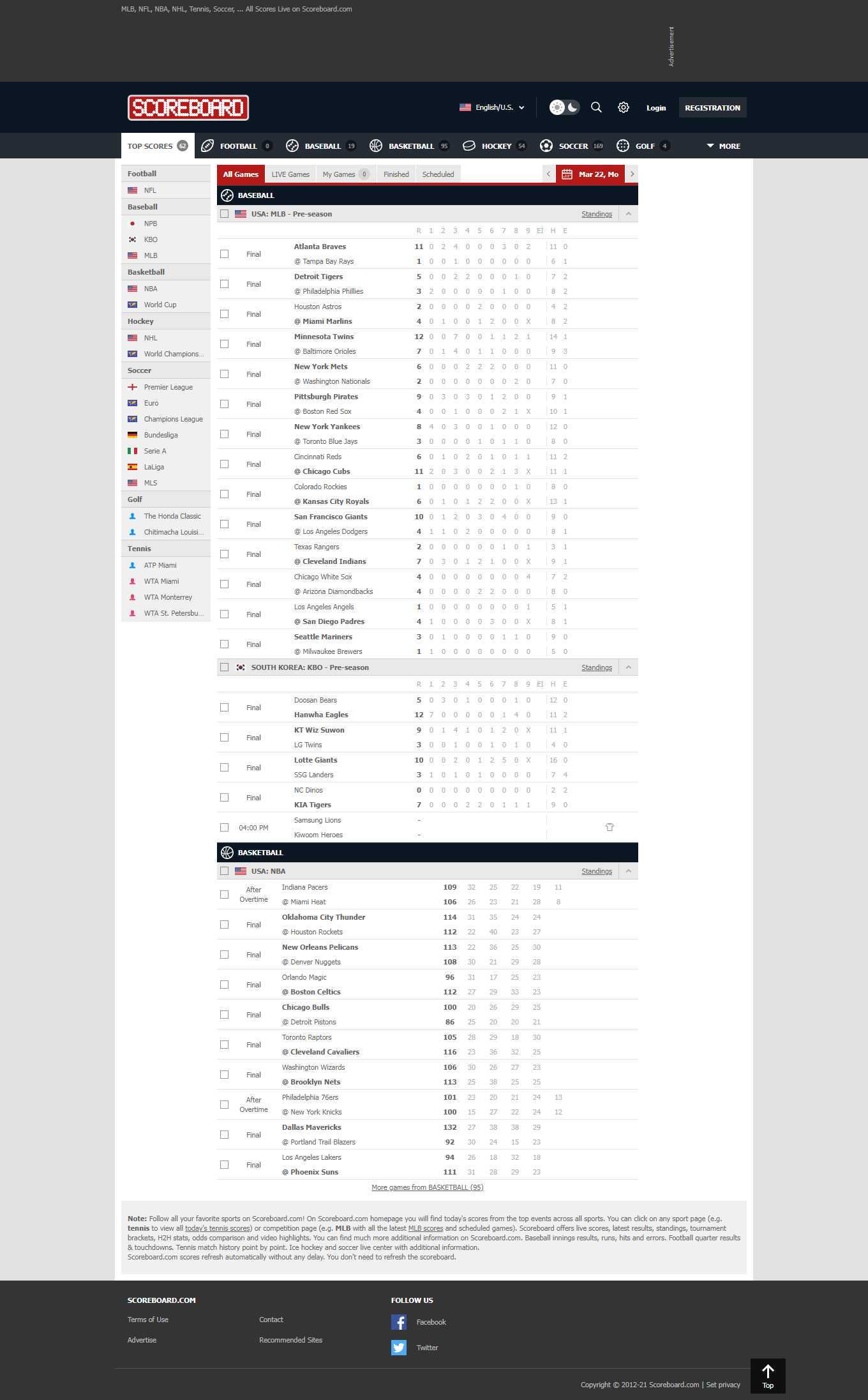 Thiết kế Website web kết quả bóng đá - wwwscoreboardcom