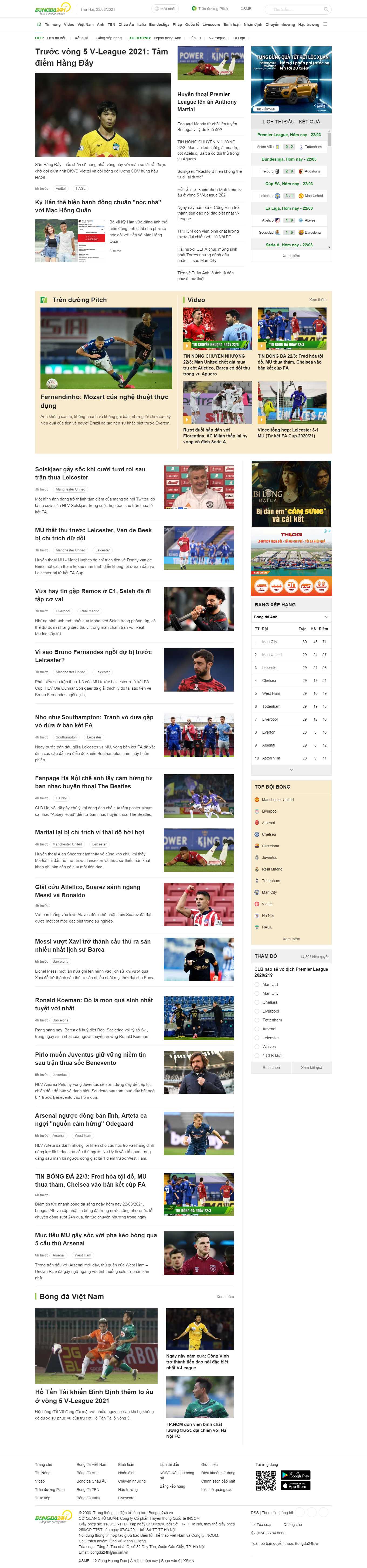 Thiết kế Website web kết quả bóng đá - bongda24hvn