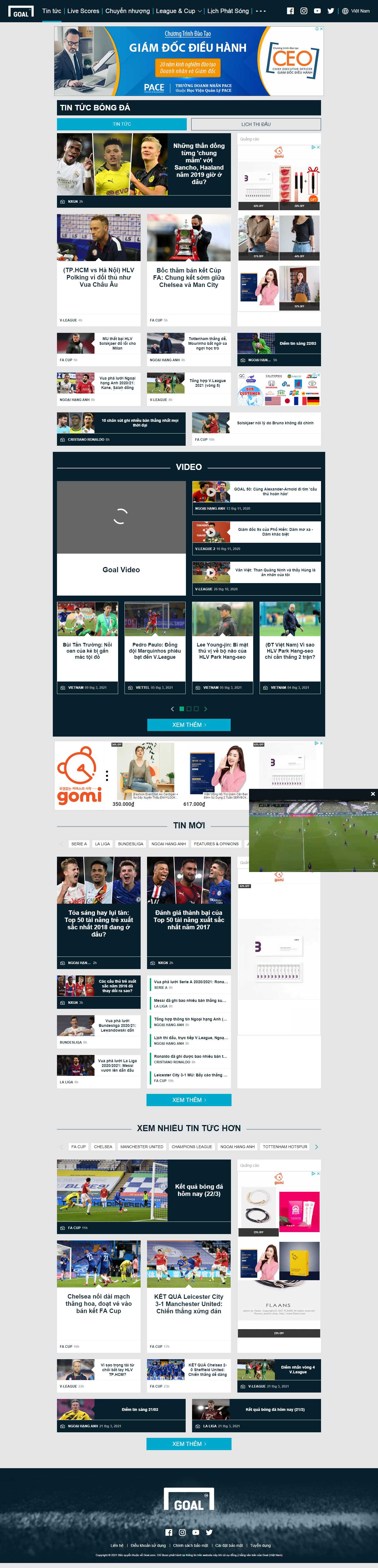 Thiết kế Website web kết quả bóng đá - wwwgoalcom