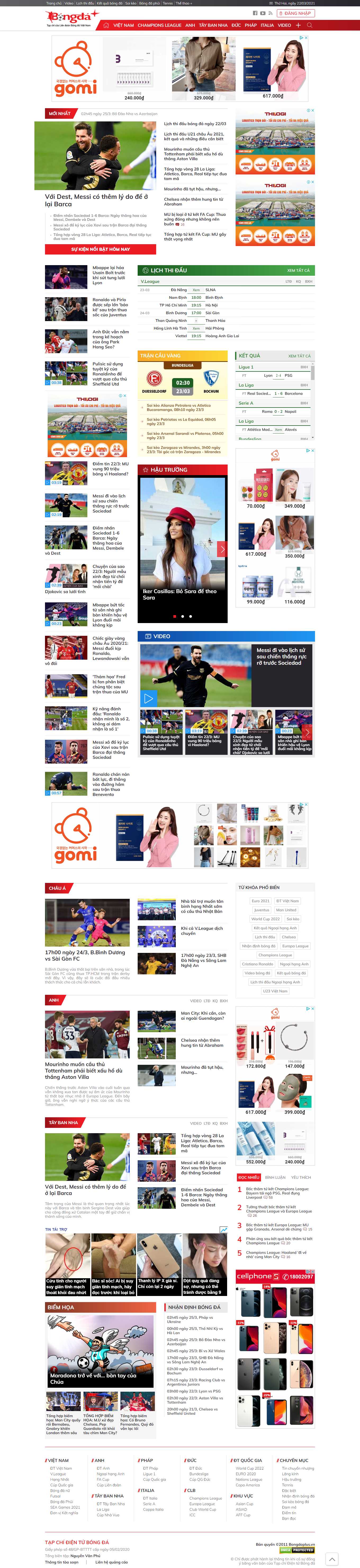 Thiết kế Website web kết quả bóng đá - bongdaplusvn