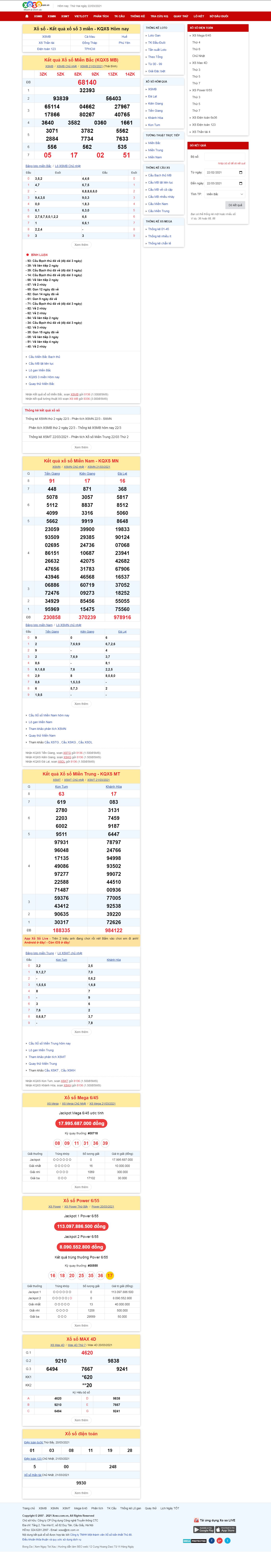 Thiết kế Website web XSMT - xosocomvn
