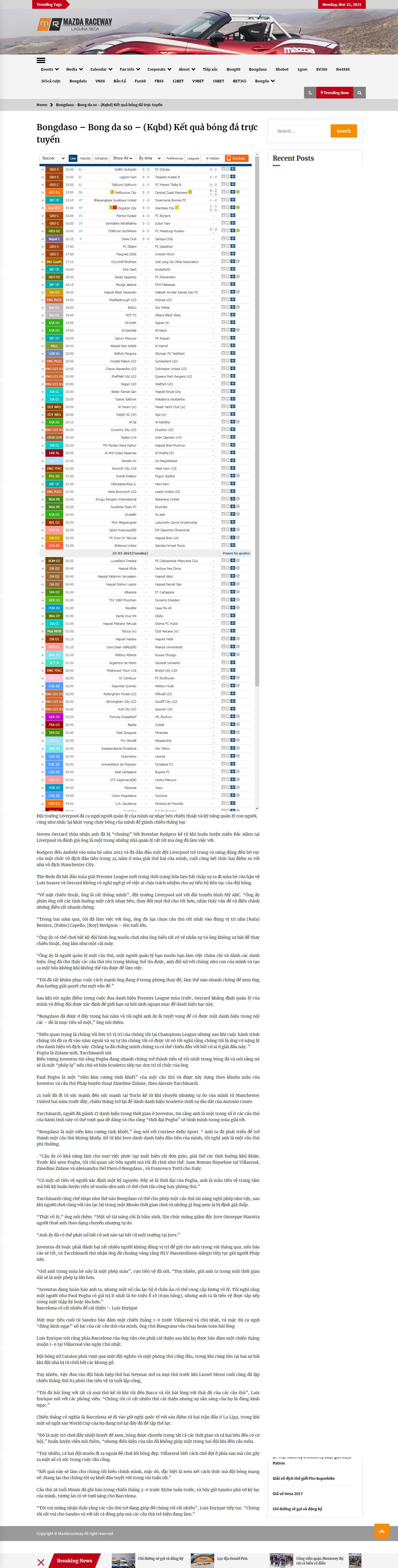 Thiết kế Website web kết quả bóng đá - wwwmazdaracewaycom