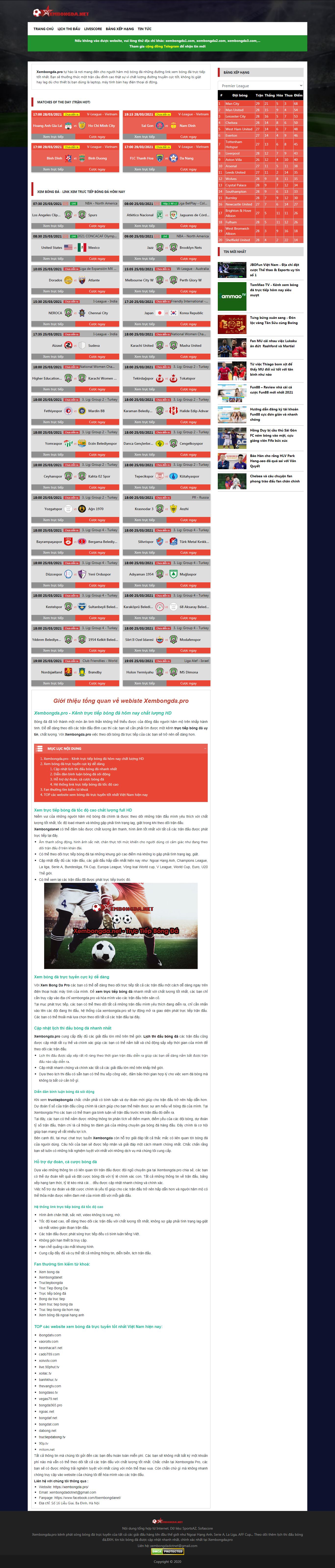 [live] Thiết kế Website web bóng đá - xembongdapro