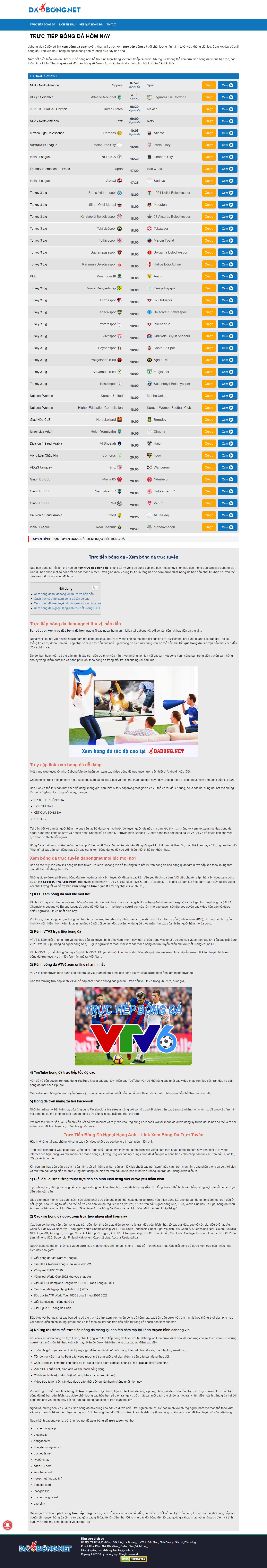 [live] Thiết kế Website web bóng đá - dabongvip