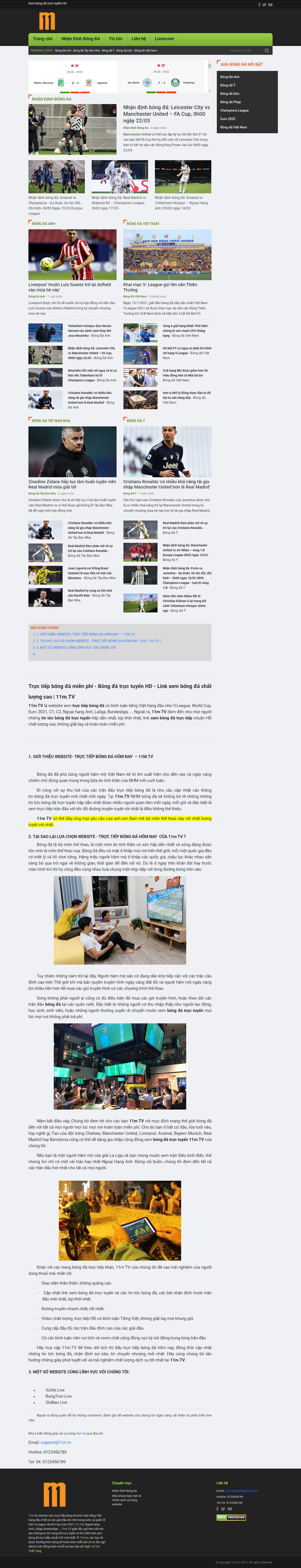 [live] Thiết kế Website web bóng đá - 11mtv