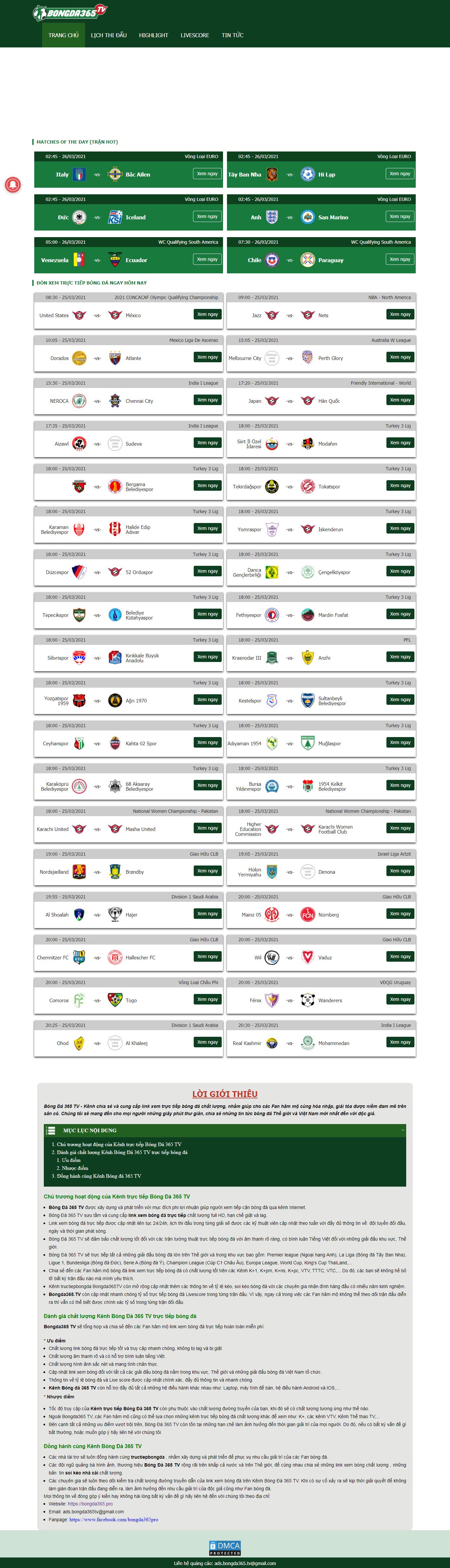 [live] Thiết kế Website web bóng đá - bongda365pro