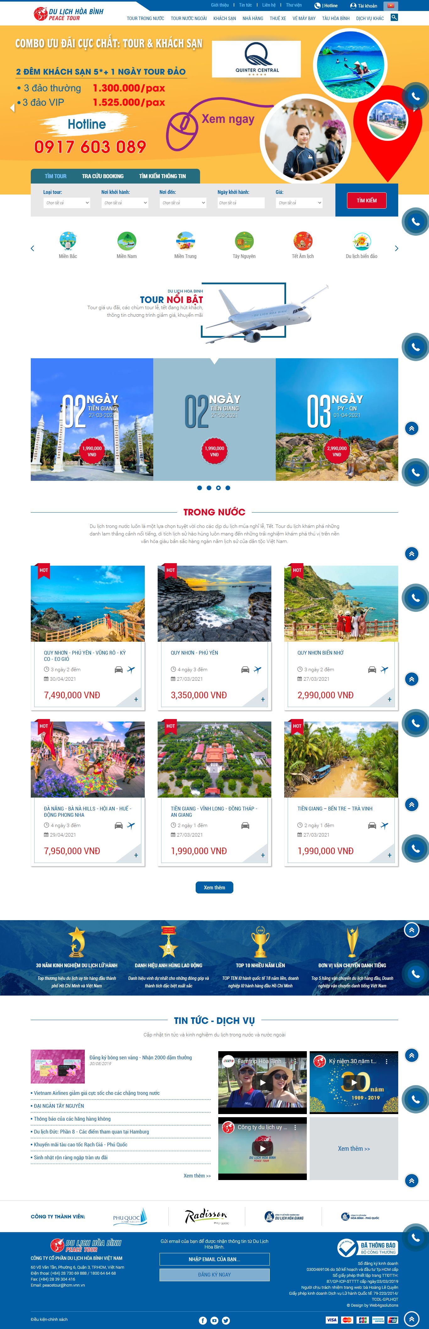 Thiết kế Website Web Bạc Liêu - wwwpeacetourcomvn