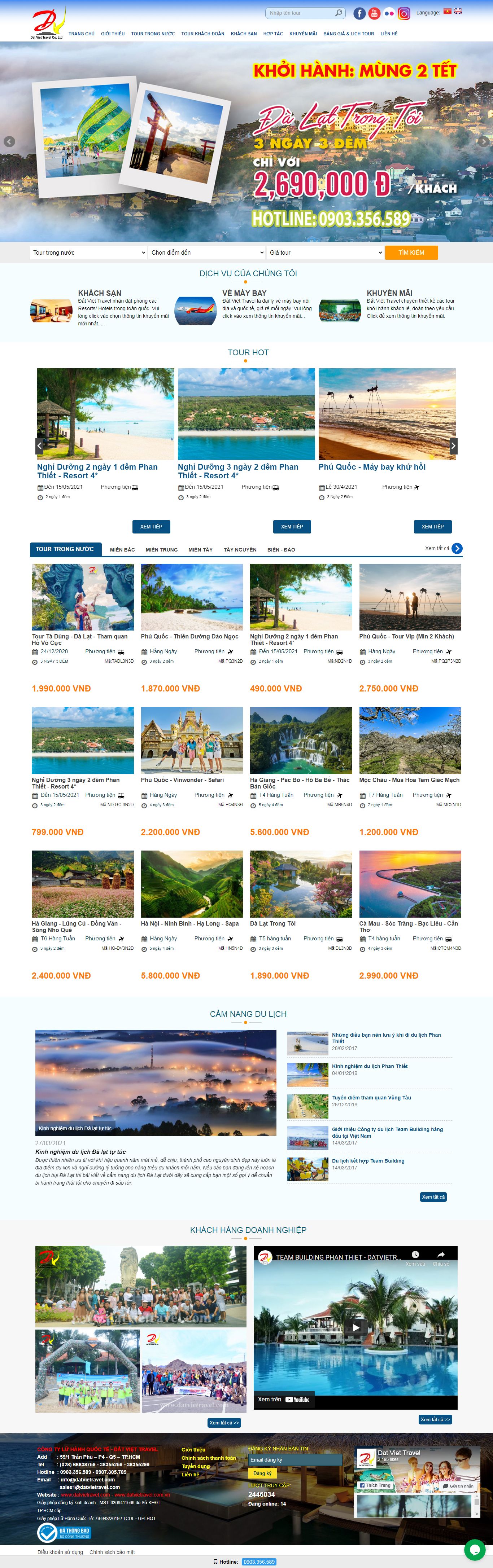 Thiết kế Website Web Bạc Liêu - wwwdatvietravelcom