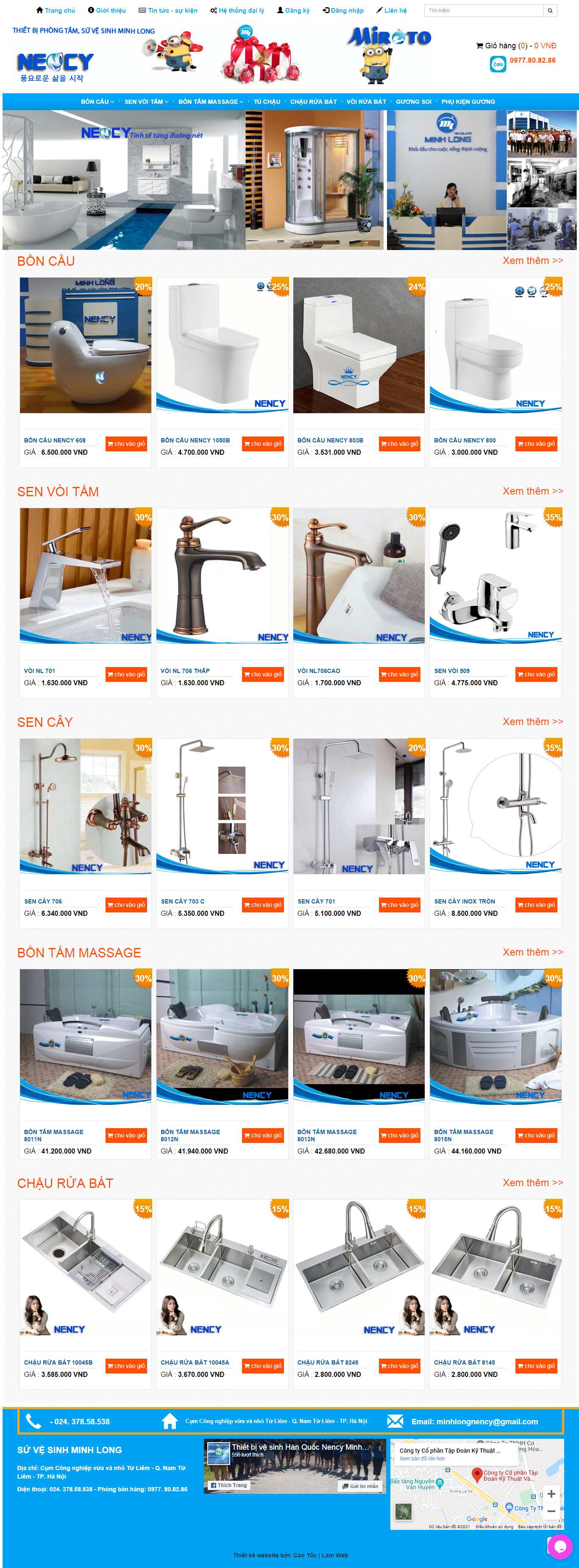 [hethongthietbivesinh] Thiết kế Website Web sen vòi - minhlongnencycomvn