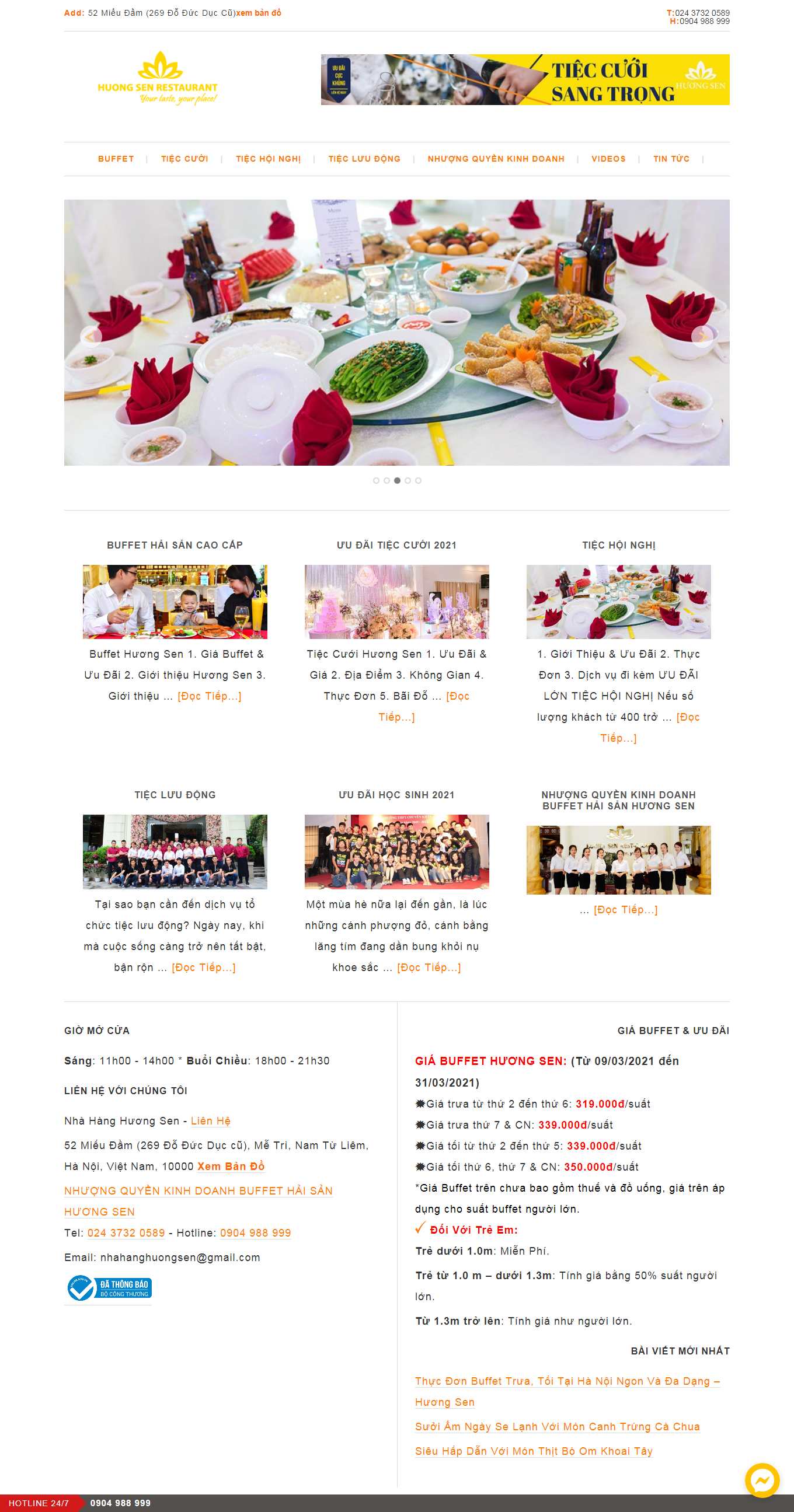 Thiết kế Website Web đẹp nhất - nhahanghuongsencomvn