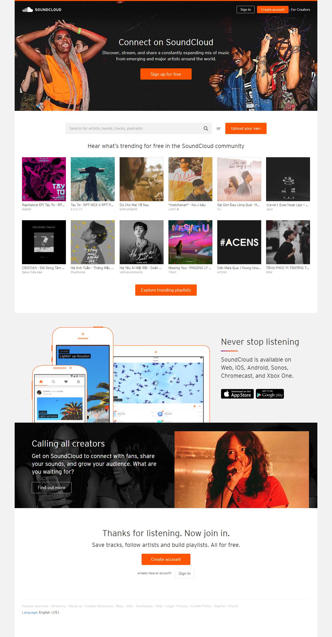 [nhaccuatui] Thiết kế Website Web nhạc - soundcloudcom