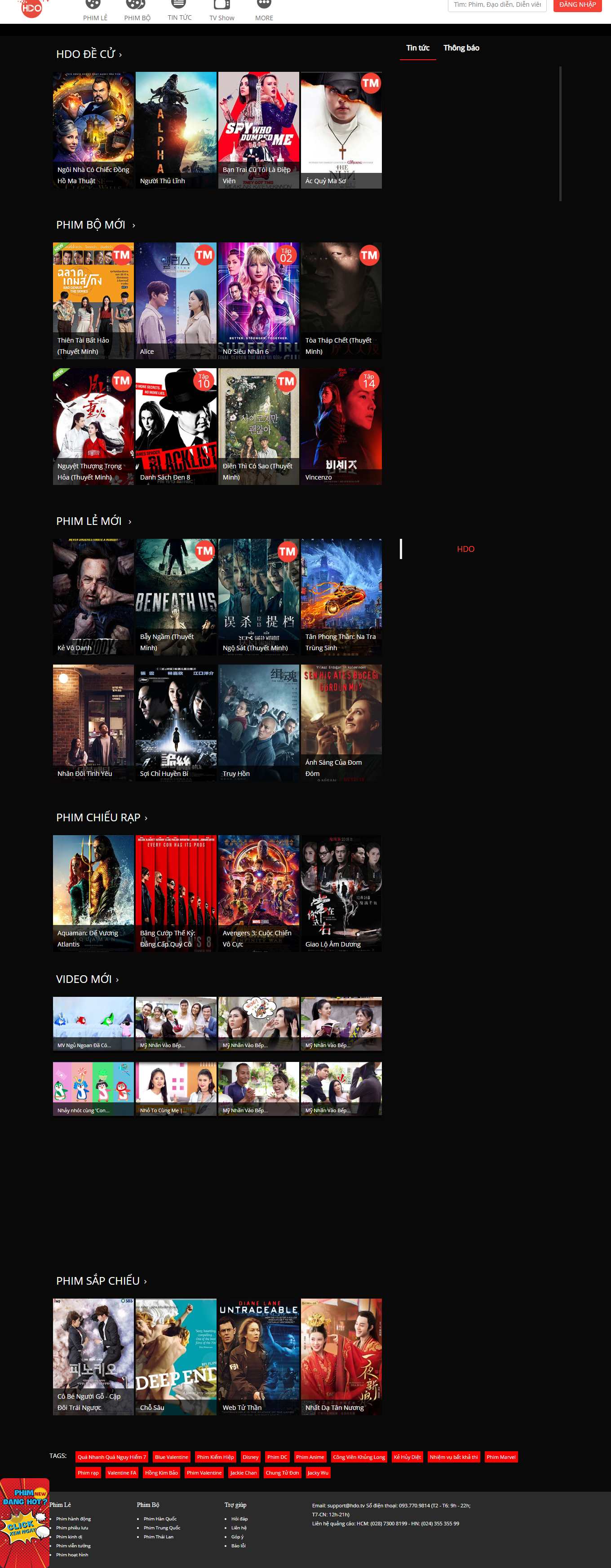 Thiết kế Website Web phim - hdotv