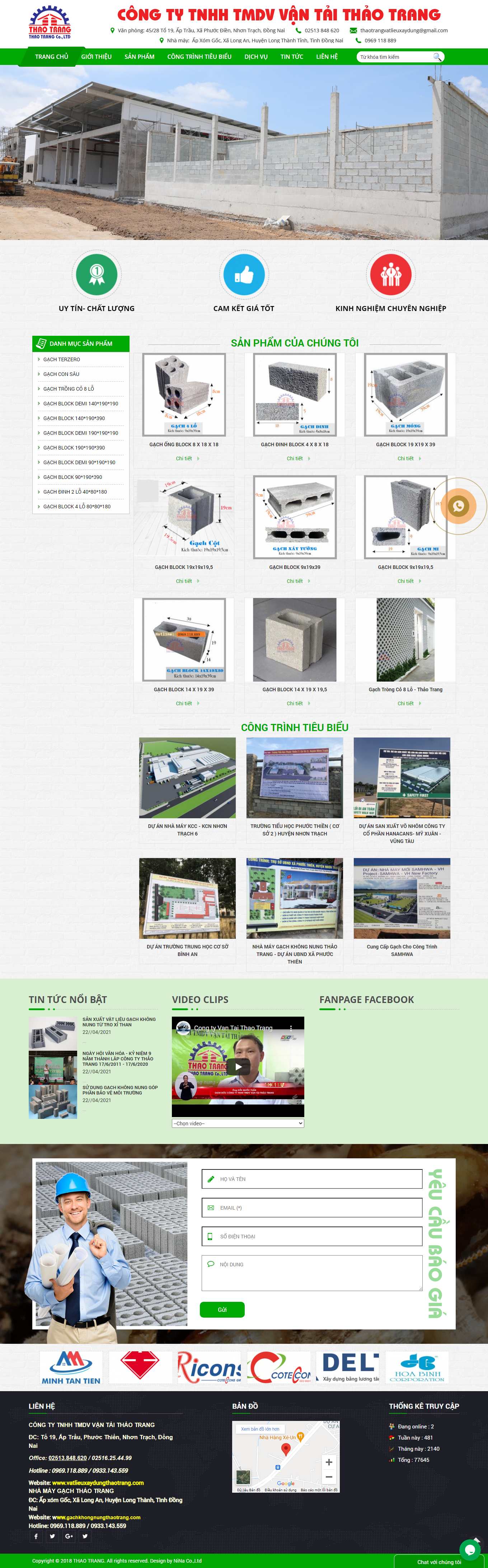 Thiết kế Website Web bán lẻ - gachkhongnungthaotrangcom
