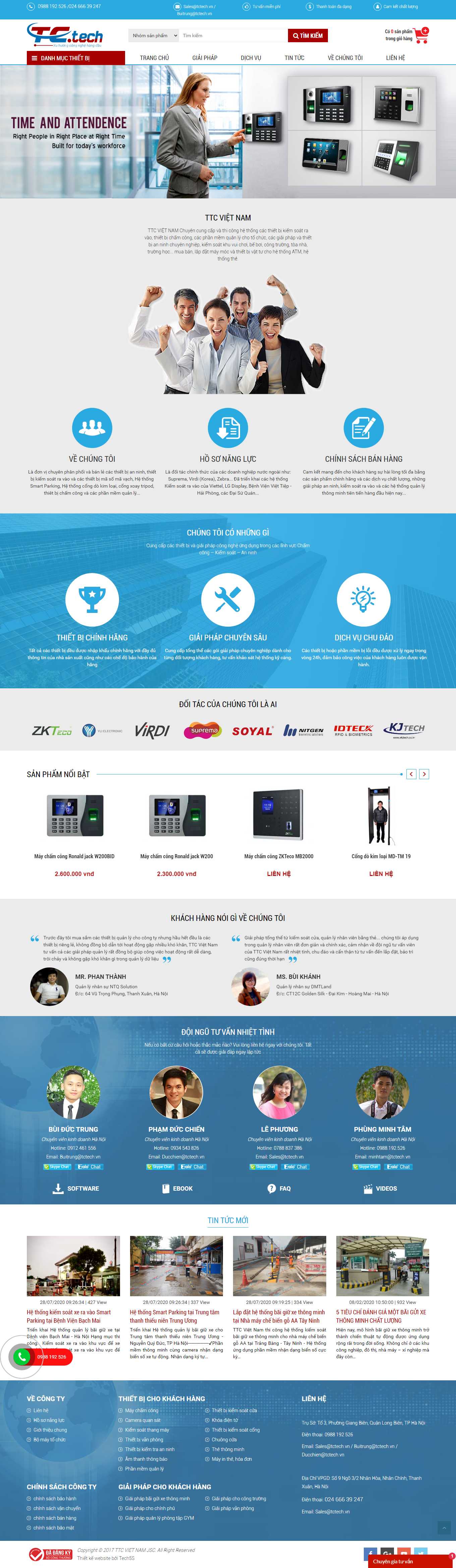 [vietnamsmart] Thiết kế Website Web máy chấm công - tctechvn