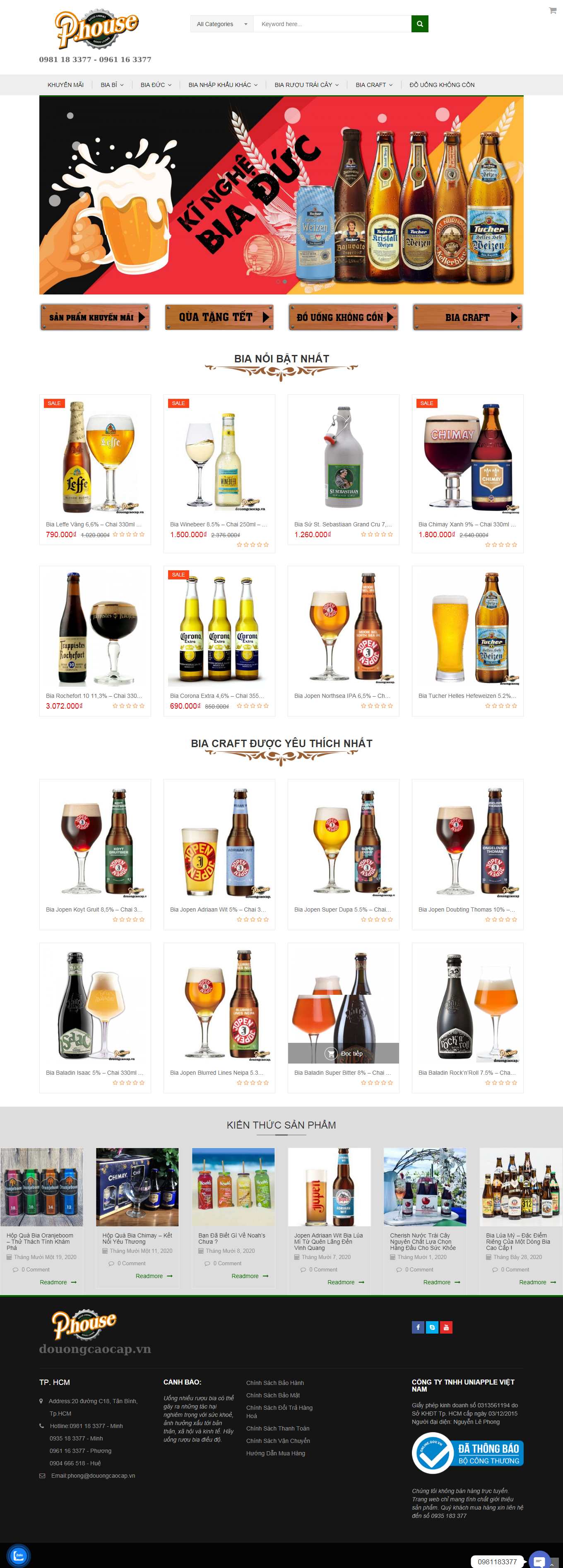 [standingbarhanoi] Thiết kế Website Web quán bia - douongcaocapvn