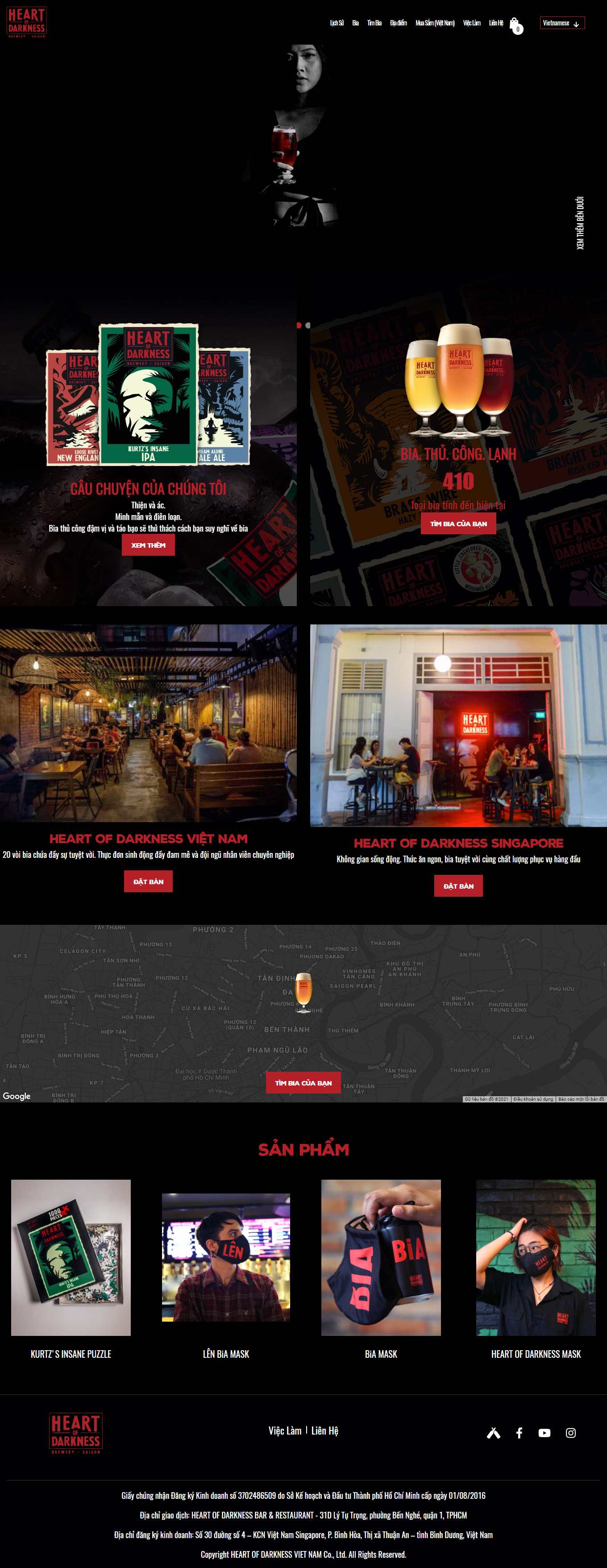 [standingbarhanoi] Thiết kế Website Web quán bia - heartofdarknessbrewerycom