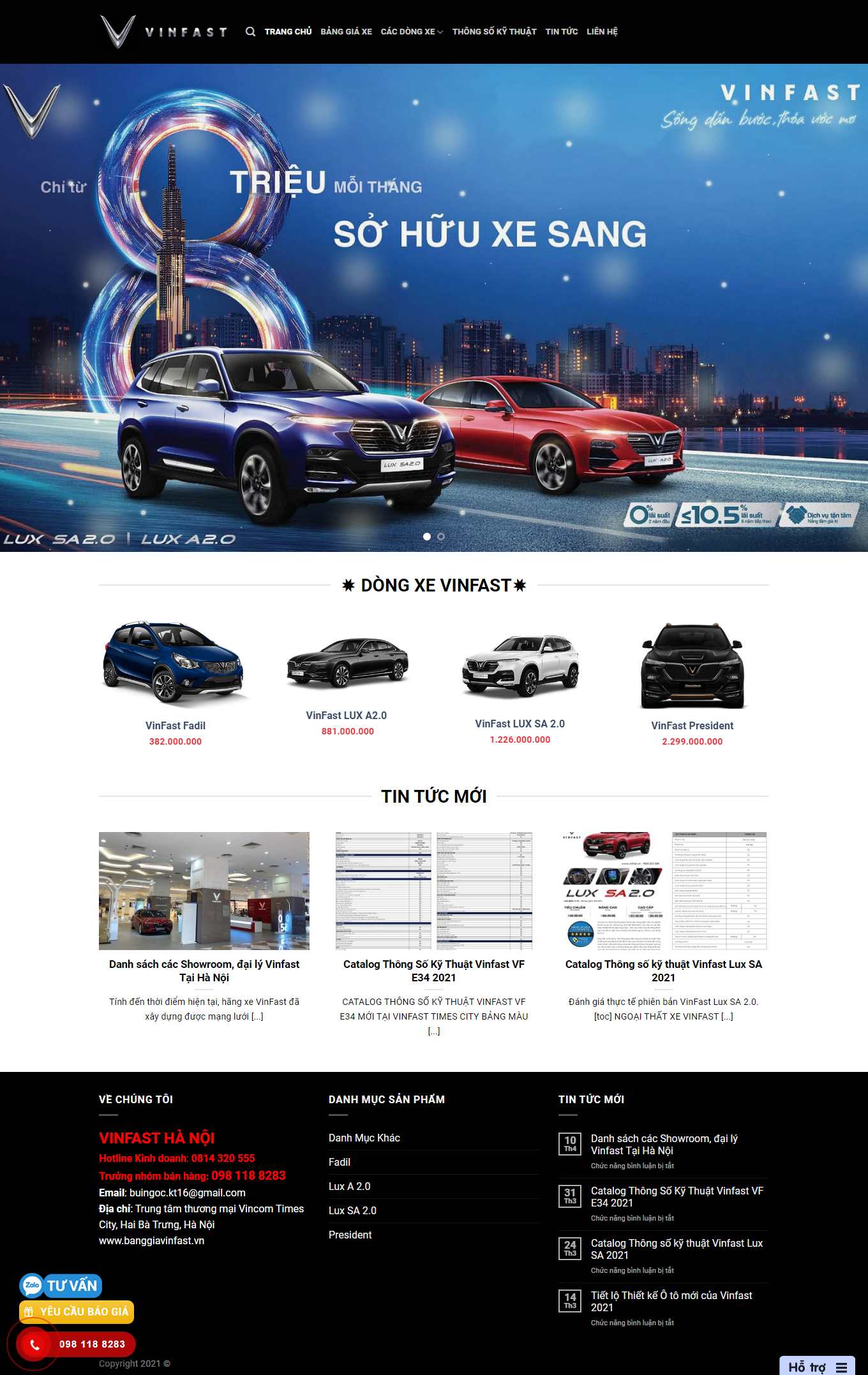 Thiết kế Website Web nhà phân phối - banggiavinfastvn