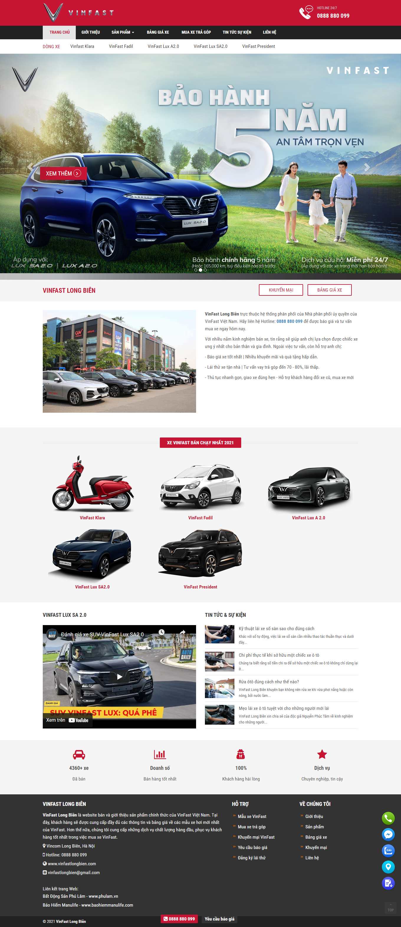Thiết kế Website Web nhà phân phối - vinfastlongbiencom