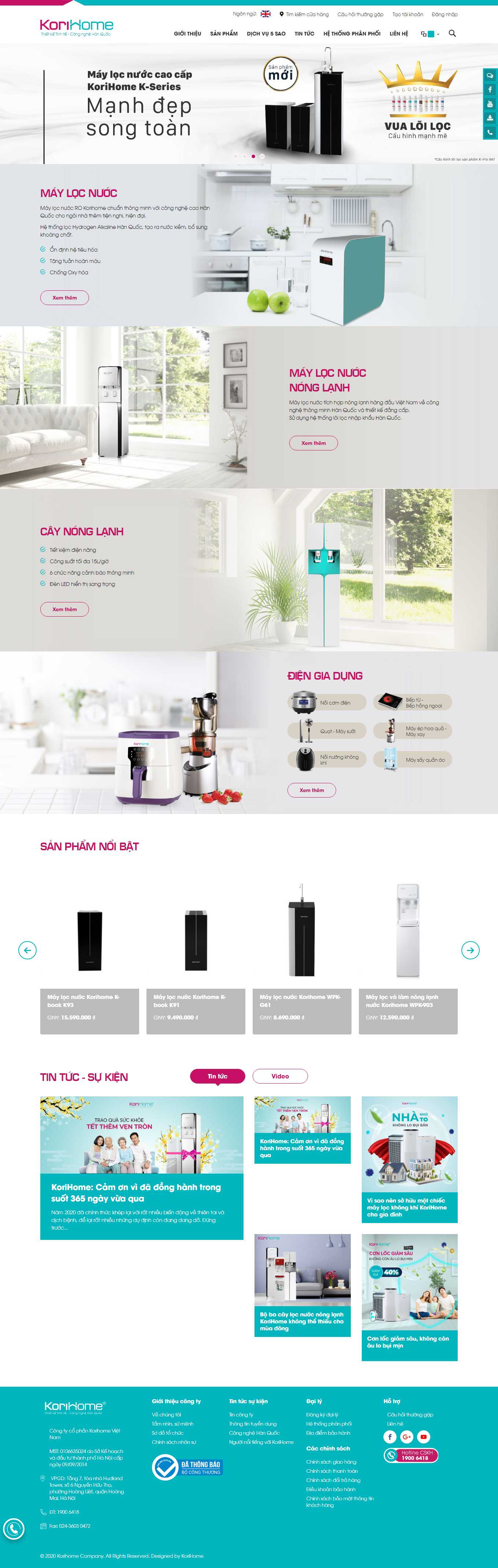 [maylocnuockangaroo] Thiết kế Website Web máy lọc nước - korihomecom