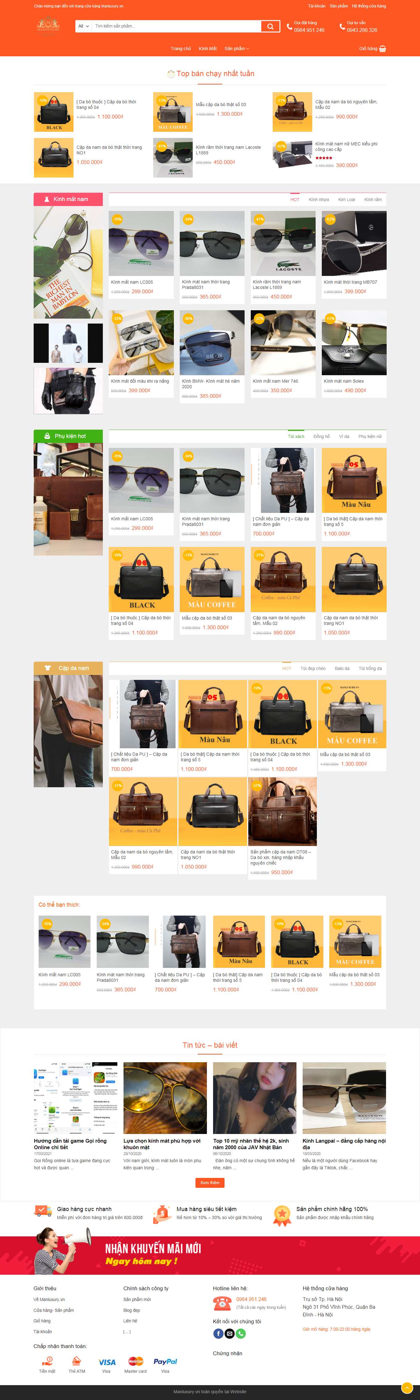 [kinhmatviettin] Thiết kế Website Web kinh mắt thời trang - manluxuryvn