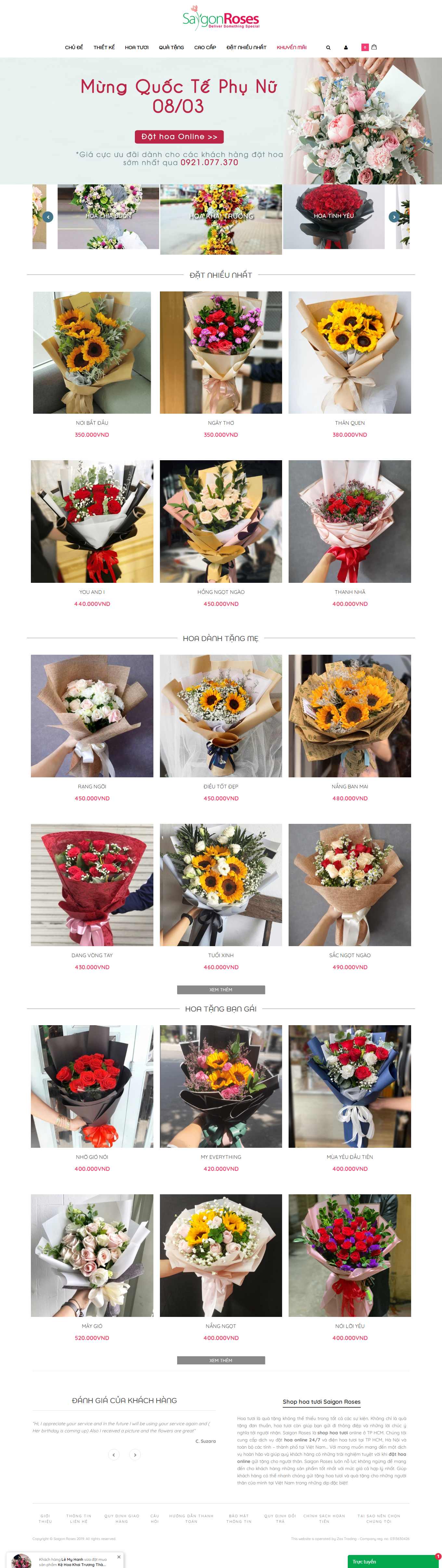 [123flower] Thiết kế Website Web Hoa Tươi - wwwsaigonrosescom