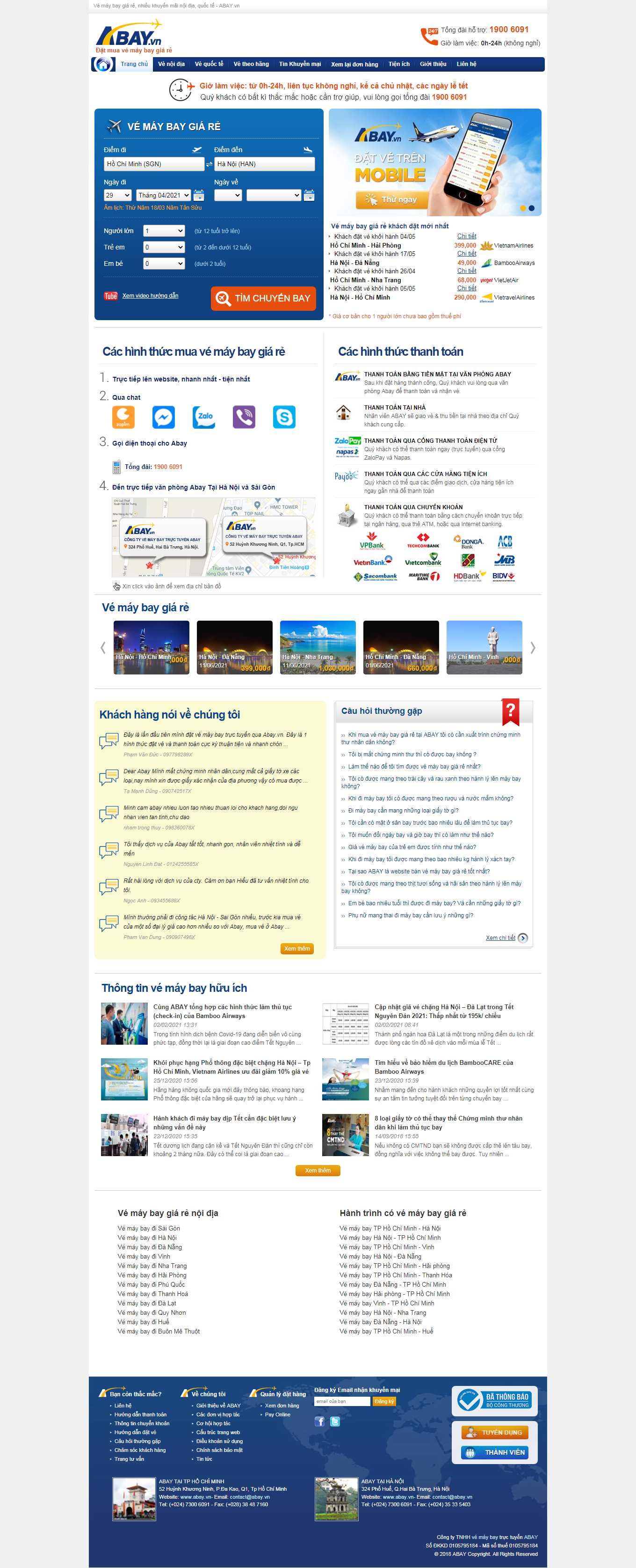 Thiết kế Website Web bán vé máy bay - wwwabayvn